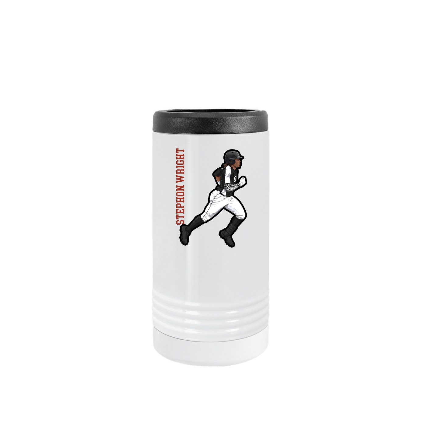 Slim Beverage Holder — Name Vertical in White