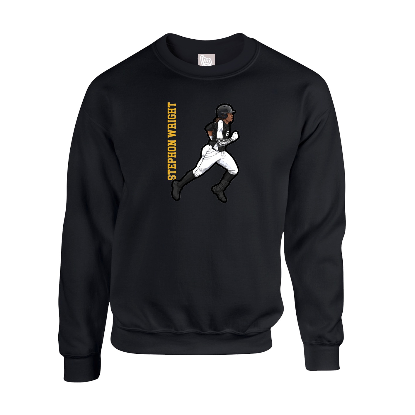 Fleece Crew — Name Vertical in Black