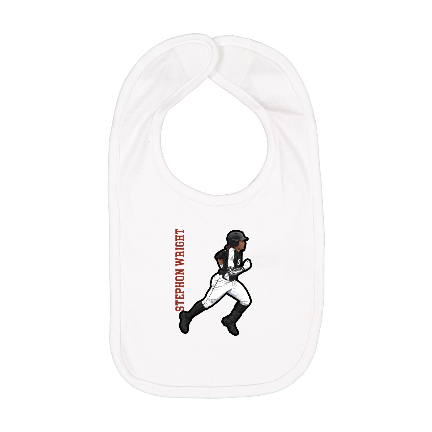 Infant Bib — Name Vertical in White
