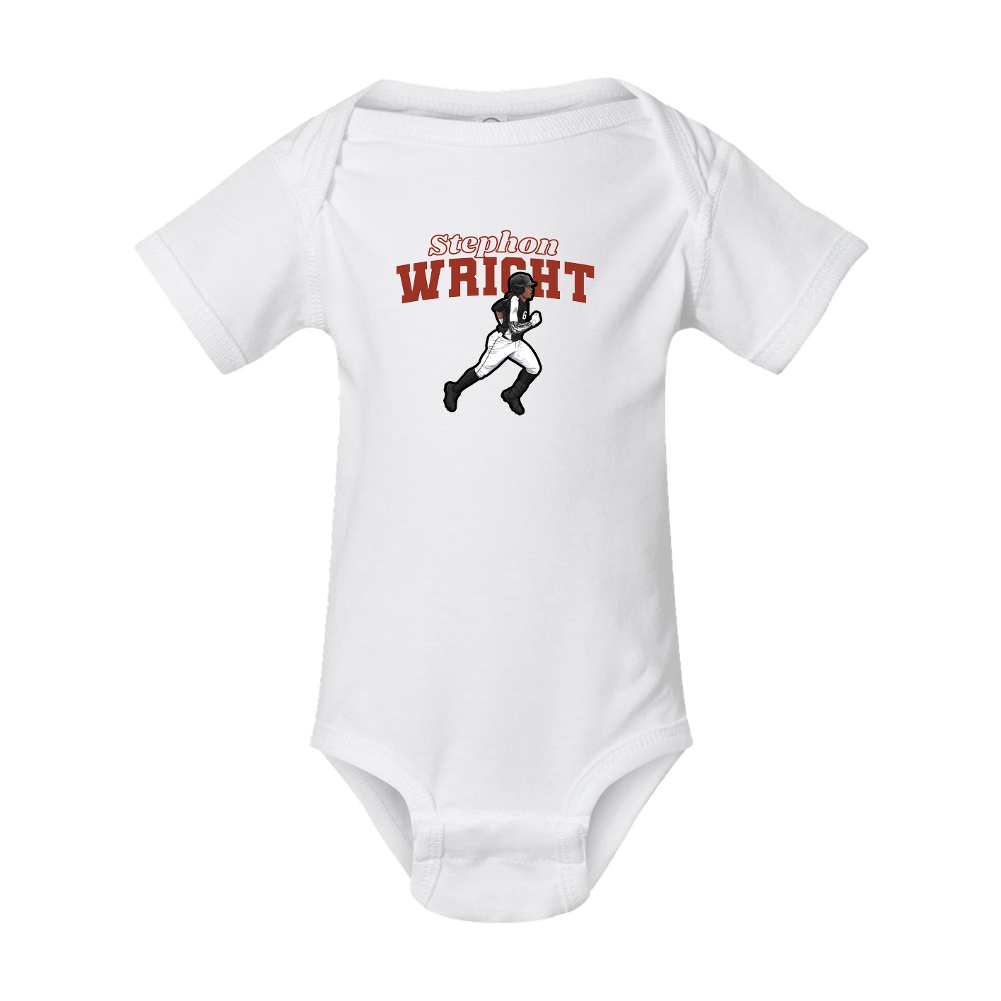 Baby Onesie — Name Arch in White
