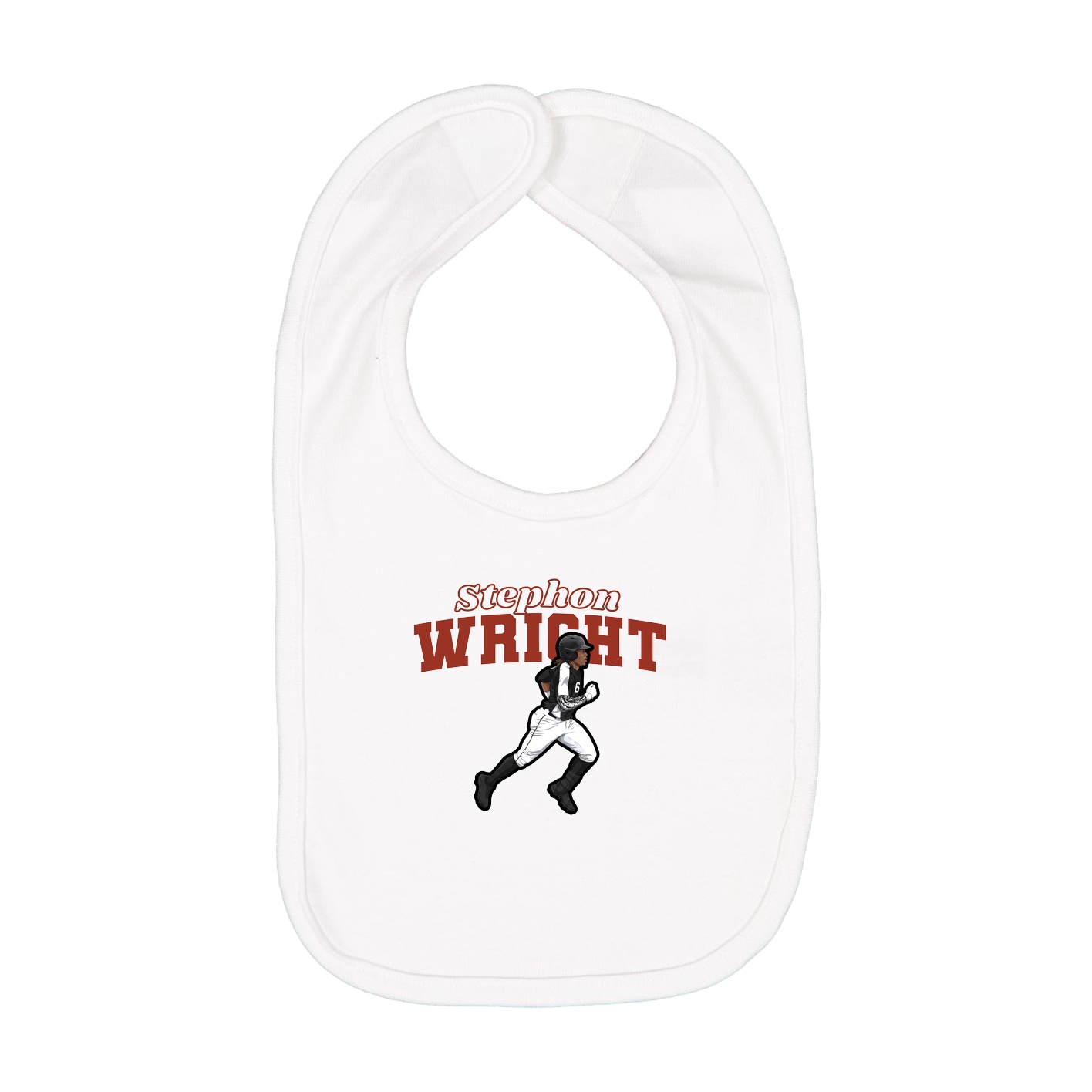 Infant Bib — Name Arch in White