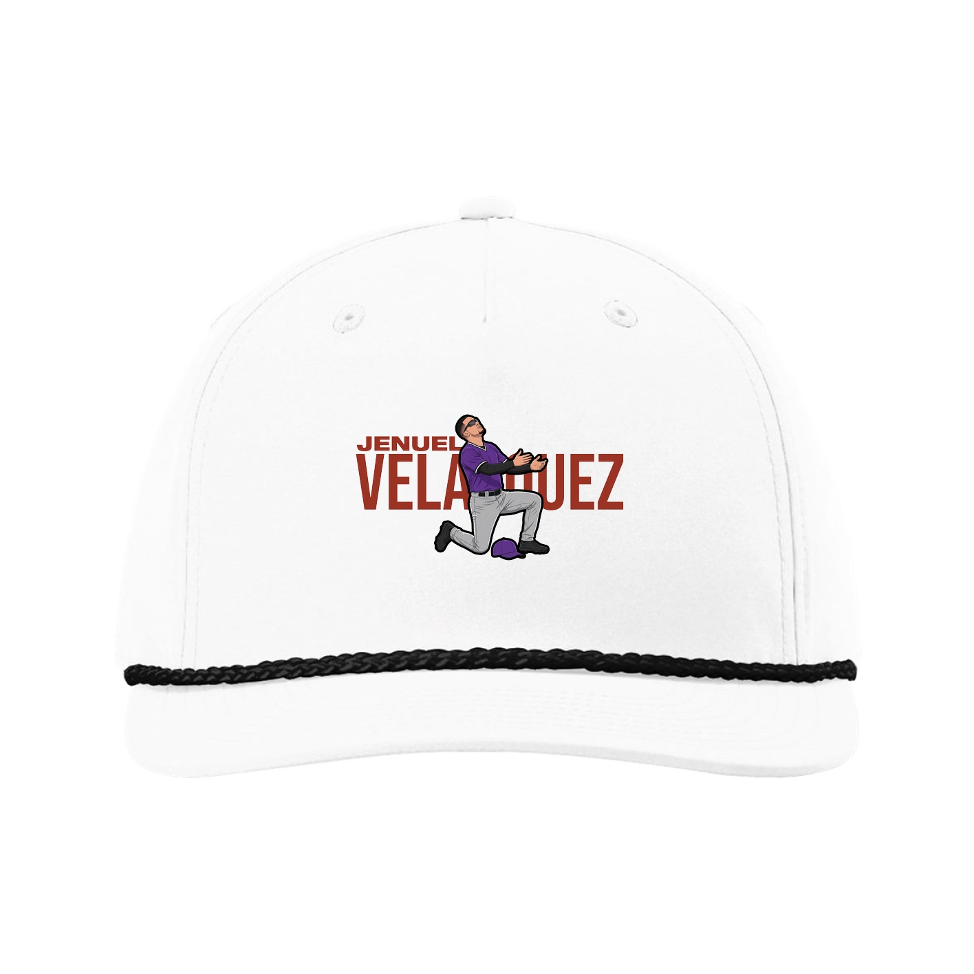 Five-Panel Classic Rope Cap — Player Name in White
