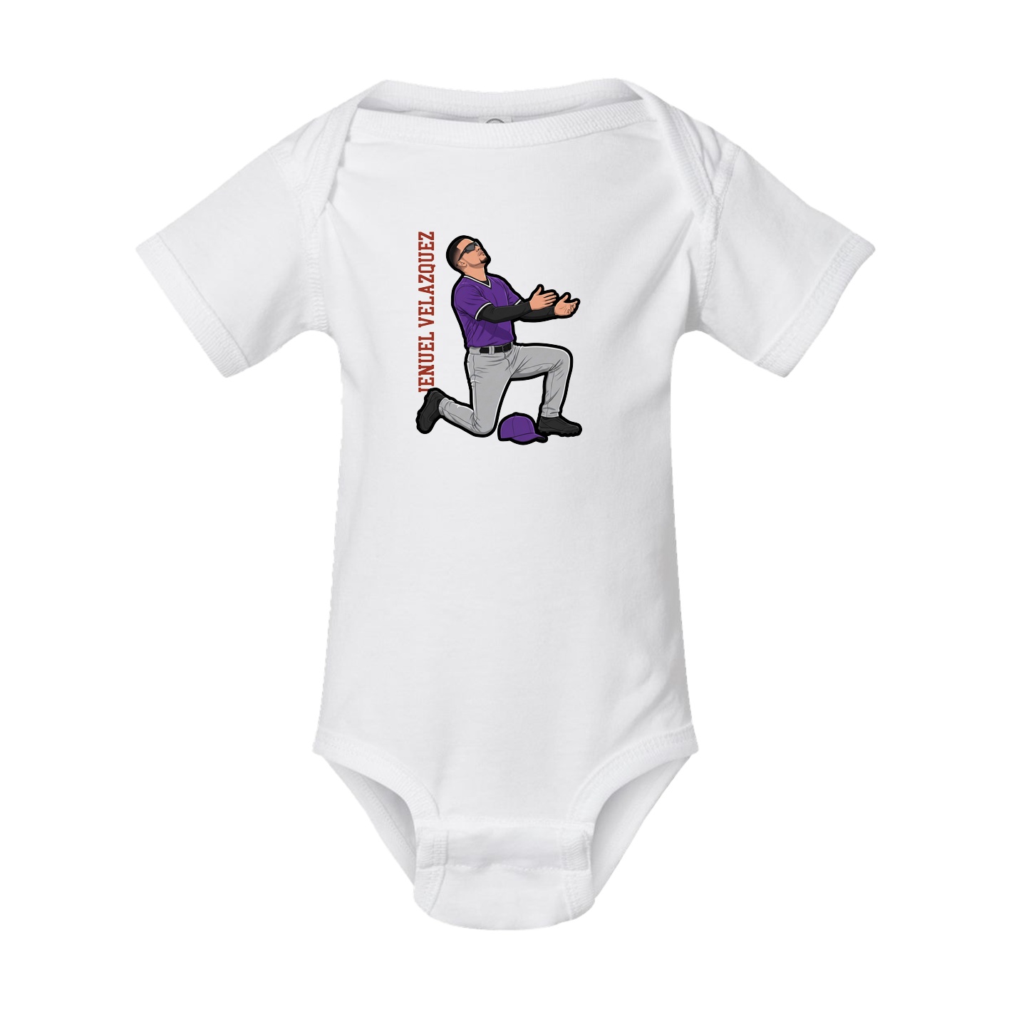 Baby Onesie — Name Vertical in White