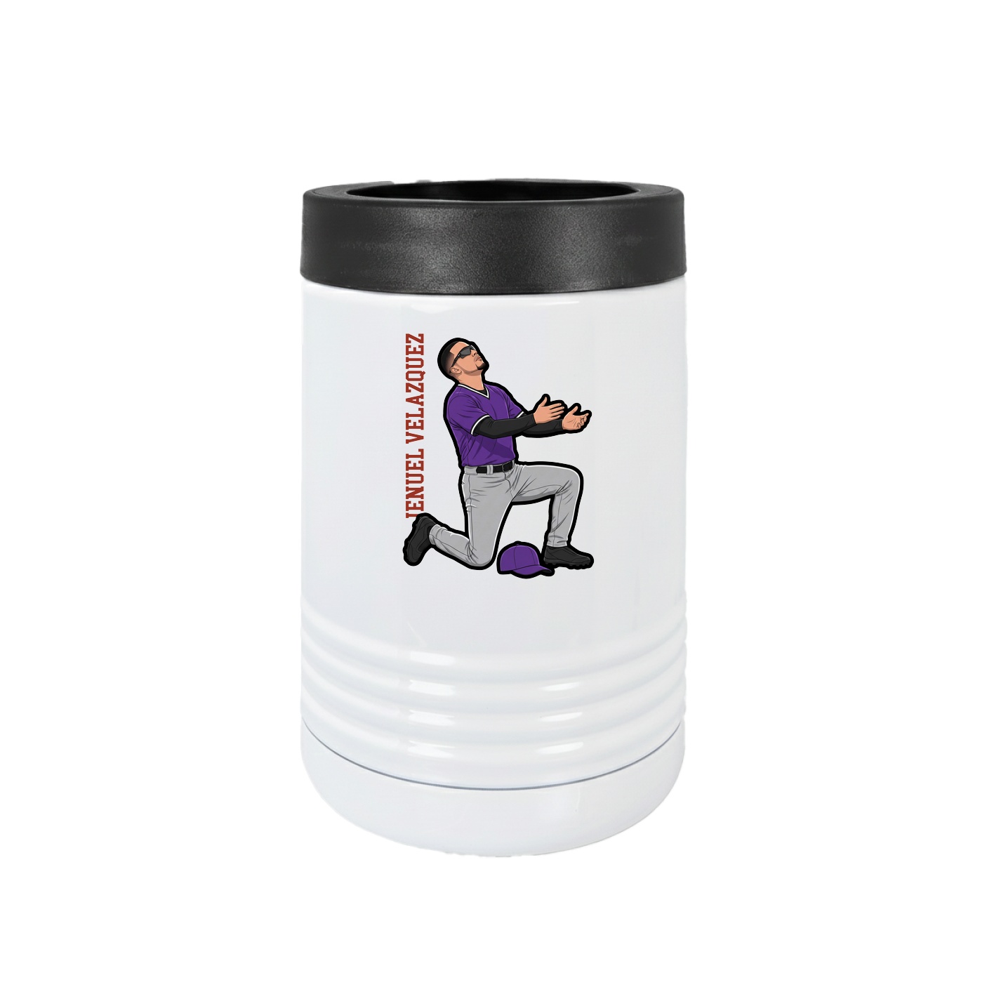 Beverage Holder — Name Vertical in White