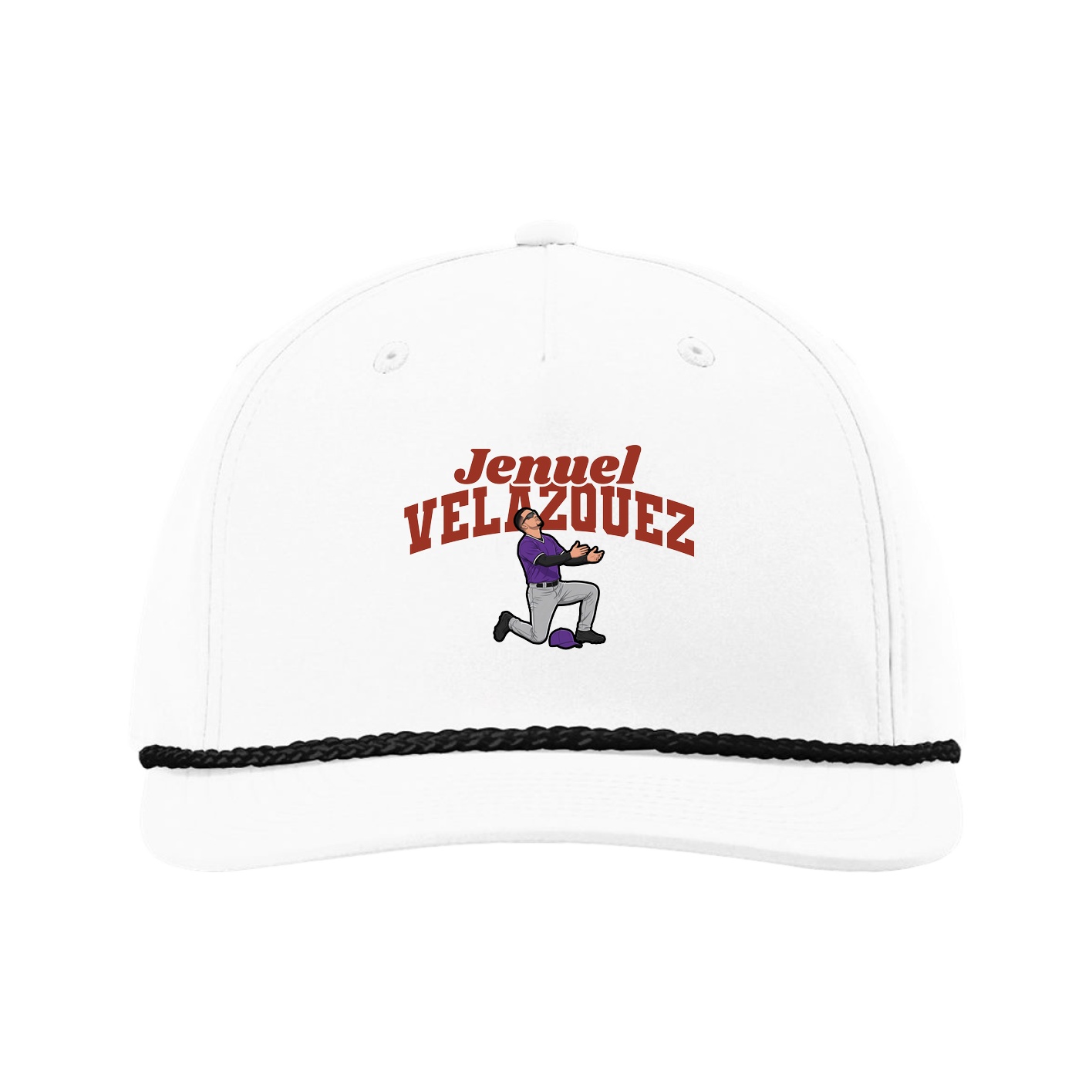 Five-Panel Classic Rope Cap — Signature Arch in White