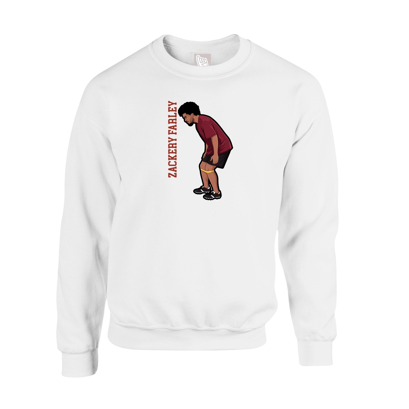 Fleece Crew — Name Vertical in White