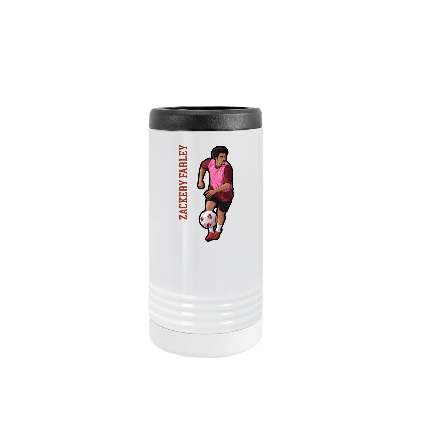 Slim Beverage Holder — Name Vertical in White