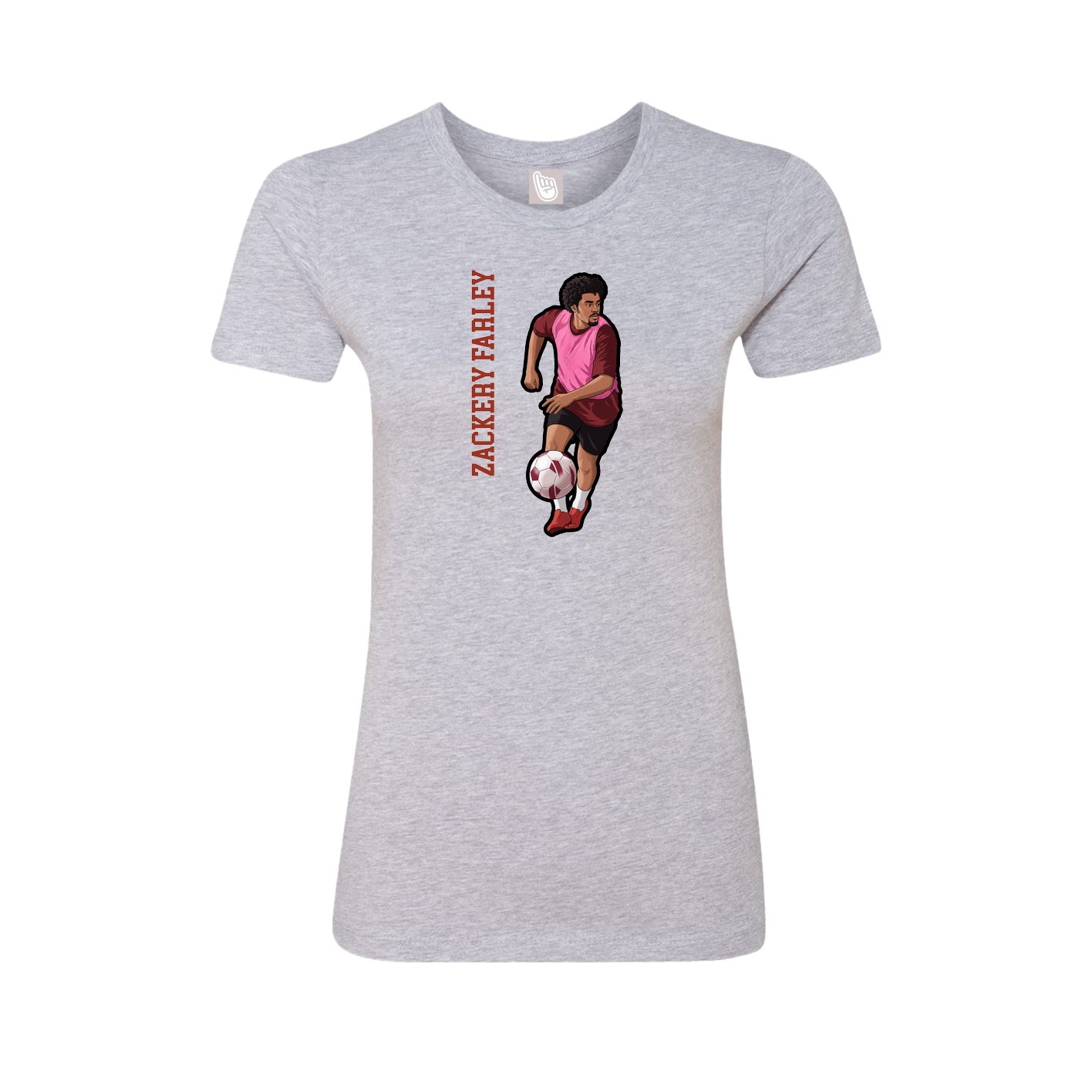 Fitted Women's Tee — Name Vertical in Grey