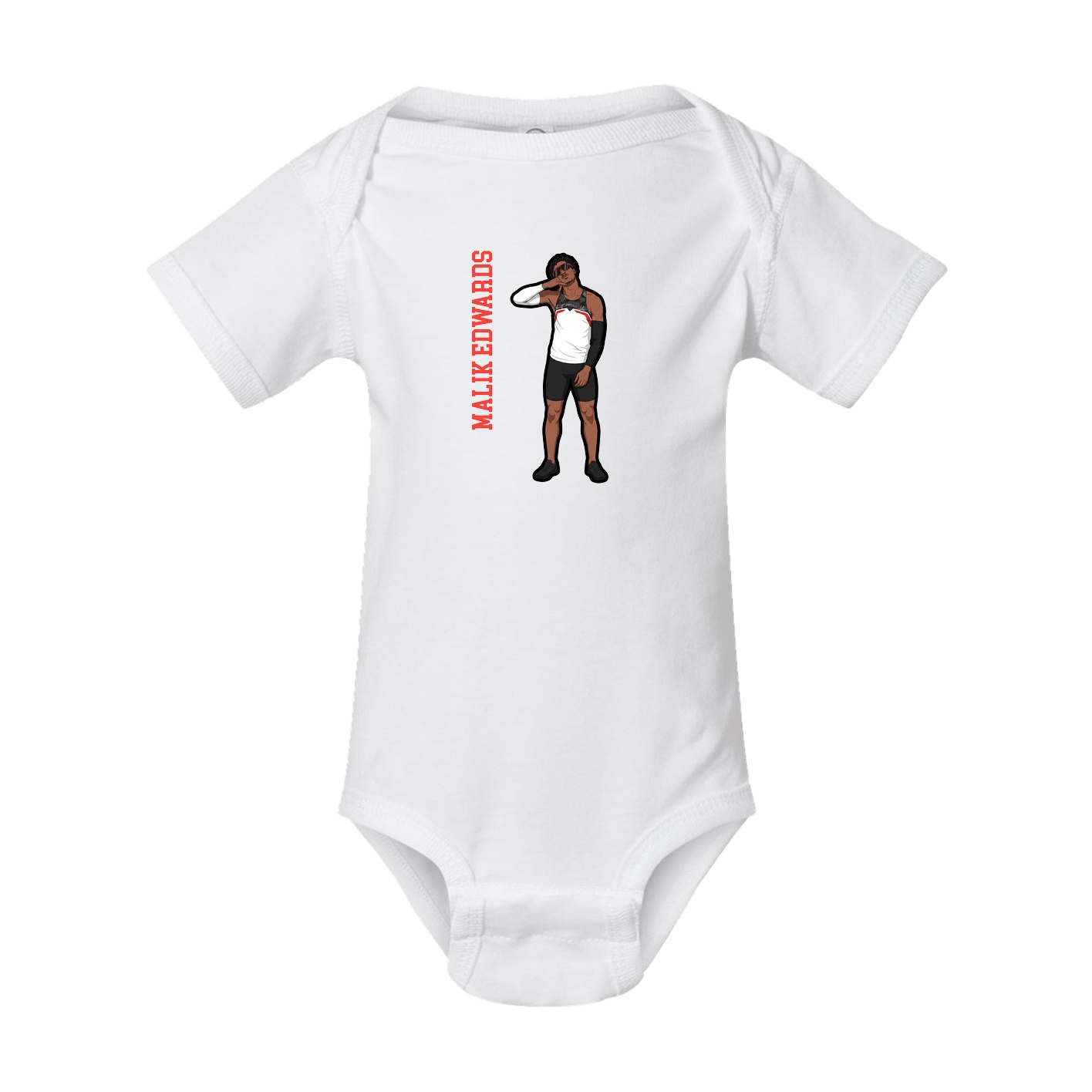Baby Onesie — Name Vertical in White