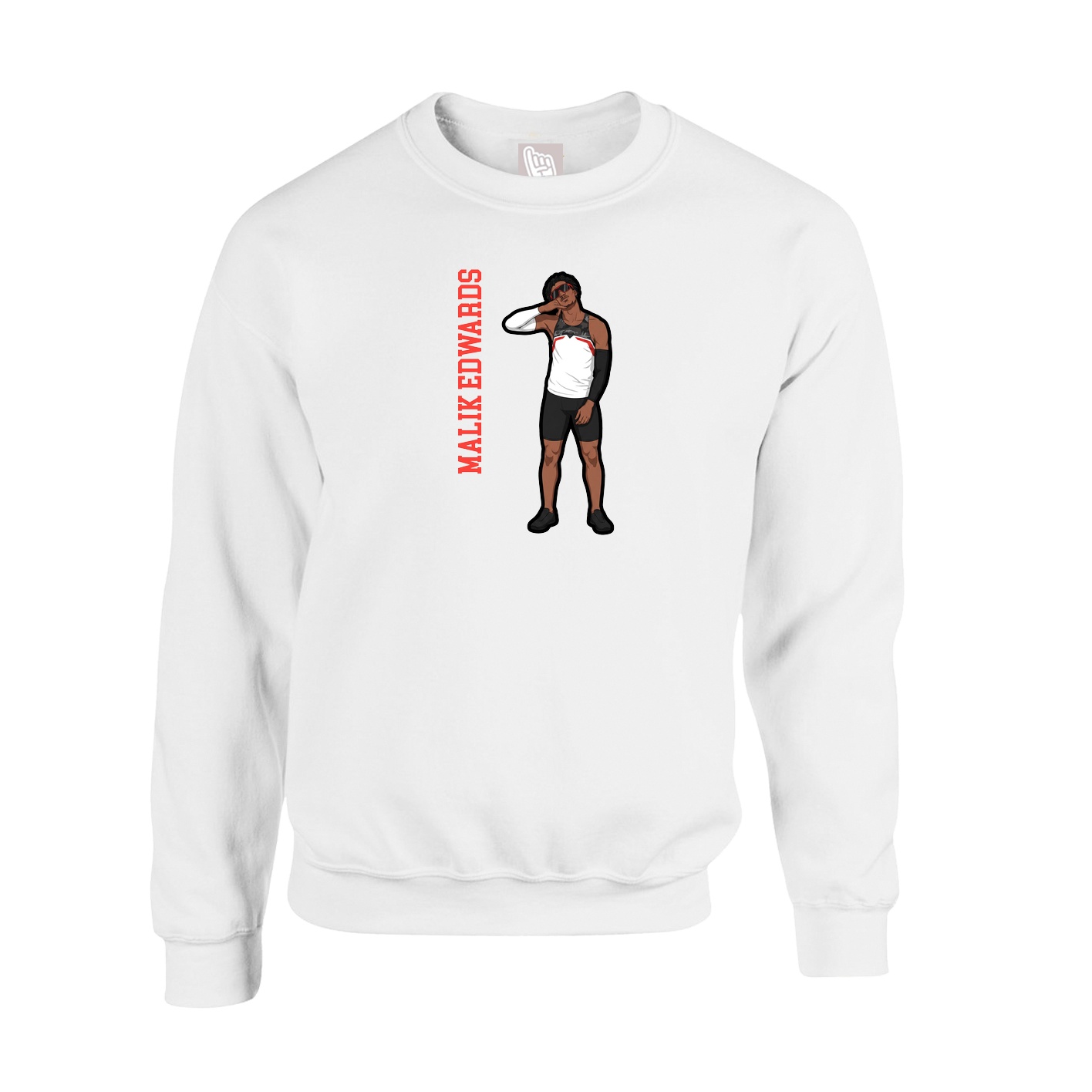 Fleece Crew — Name Vertical in White