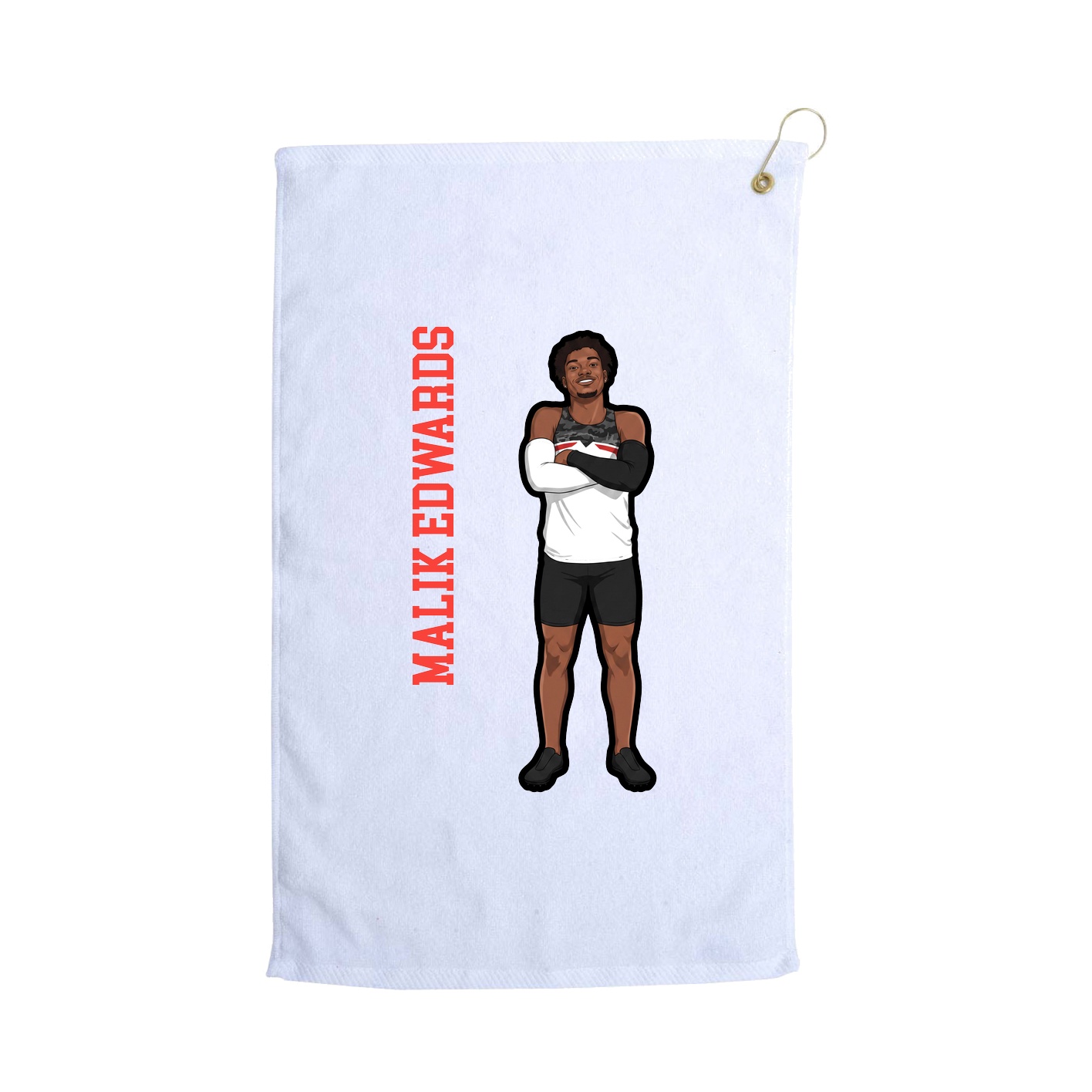 Golf Towel — Name Vertical in White