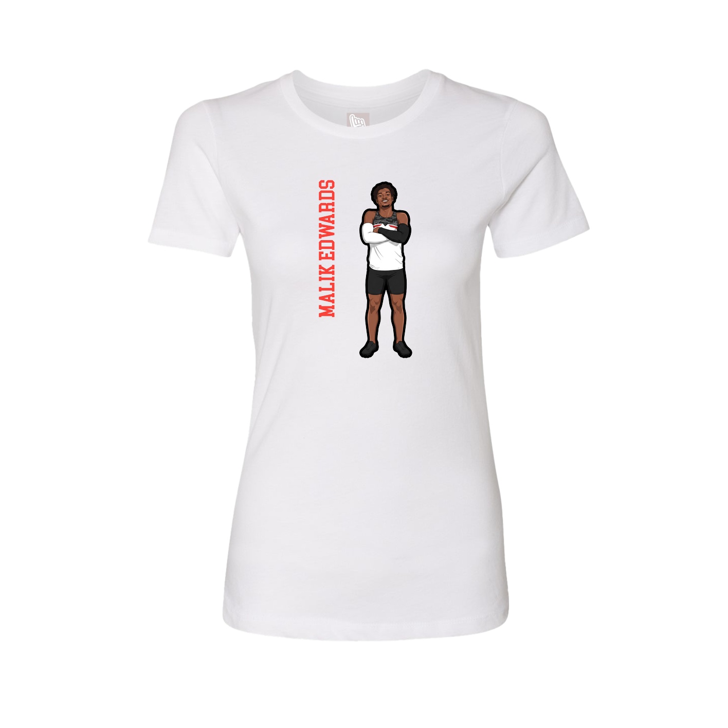 Fitted Women's Tee — Name Vertical in White