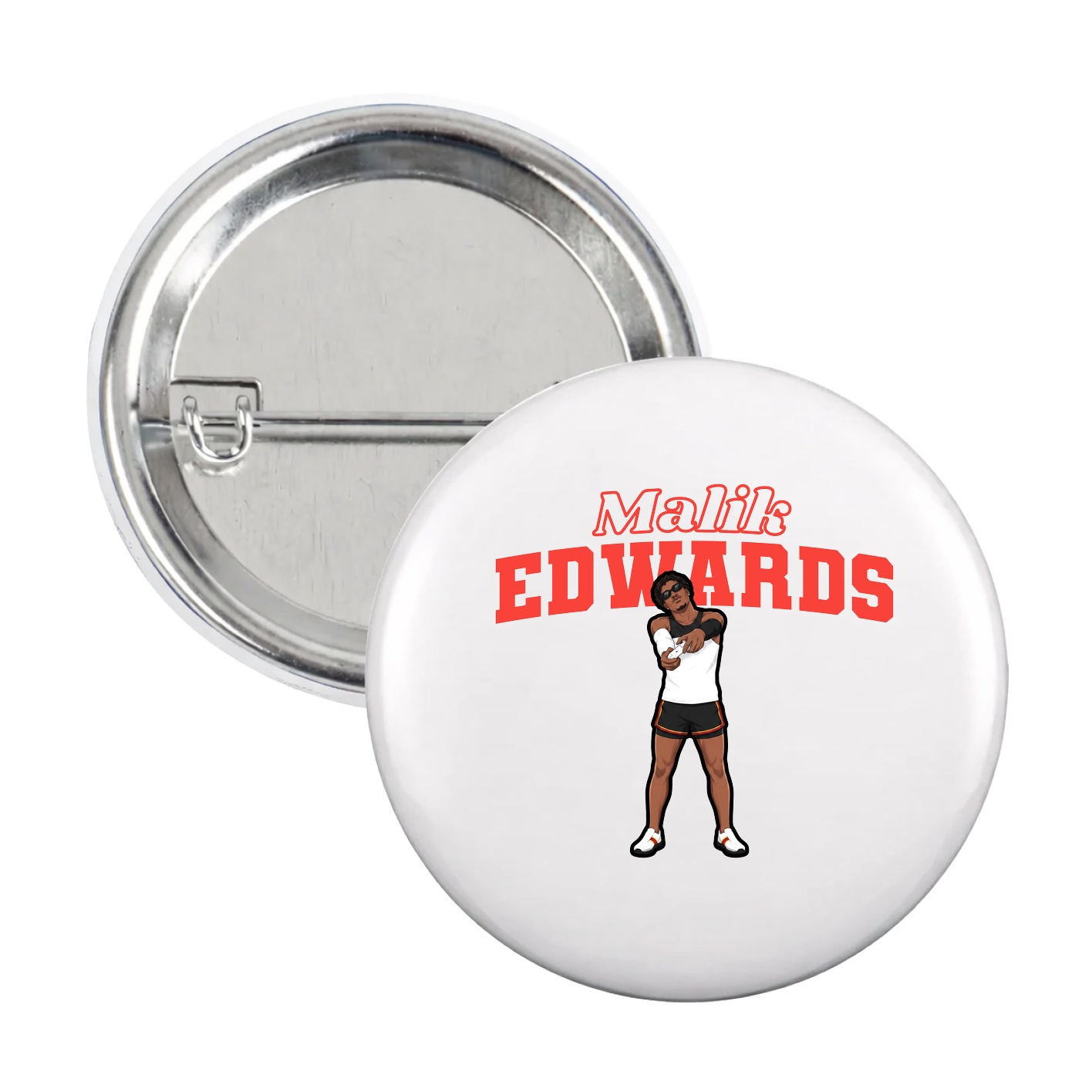 Game Day Button — Name Arch in White
