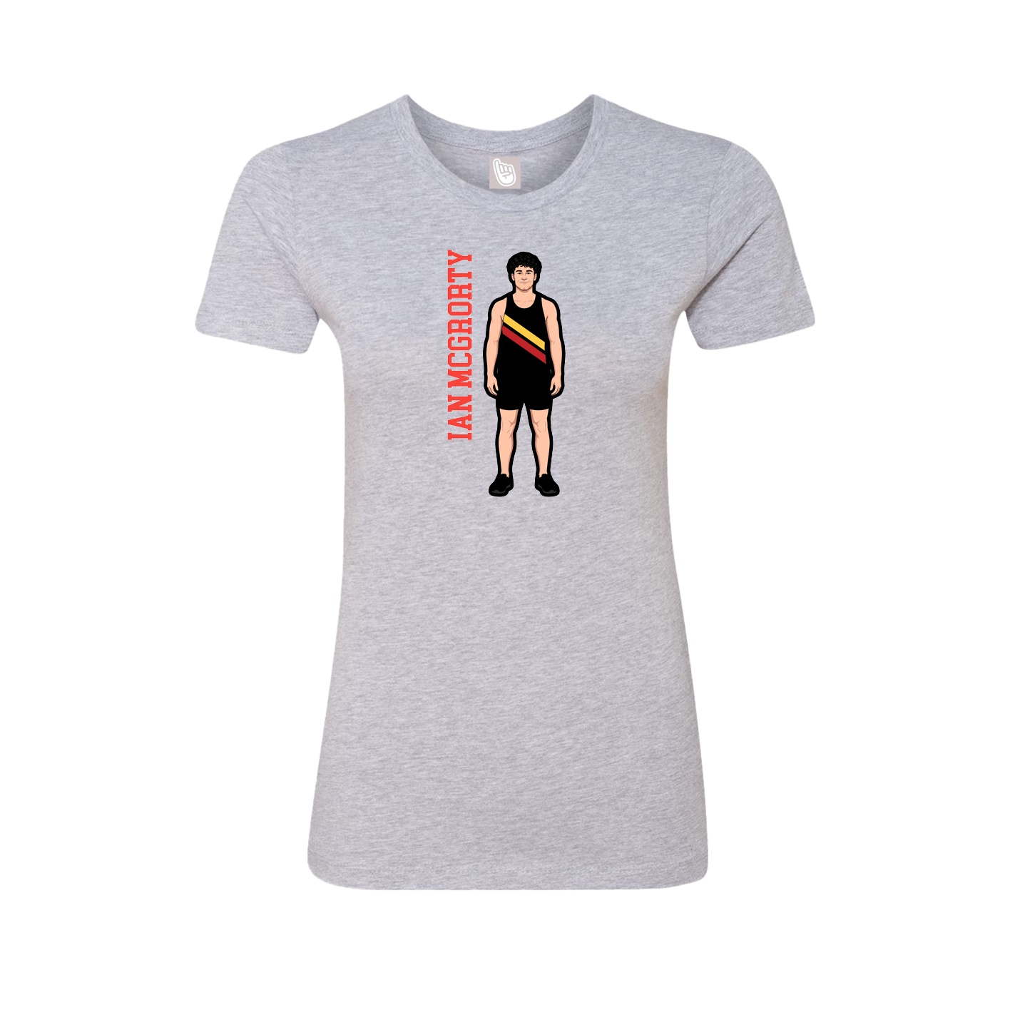 Fitted Women's Tee — Name Vertical in Grey