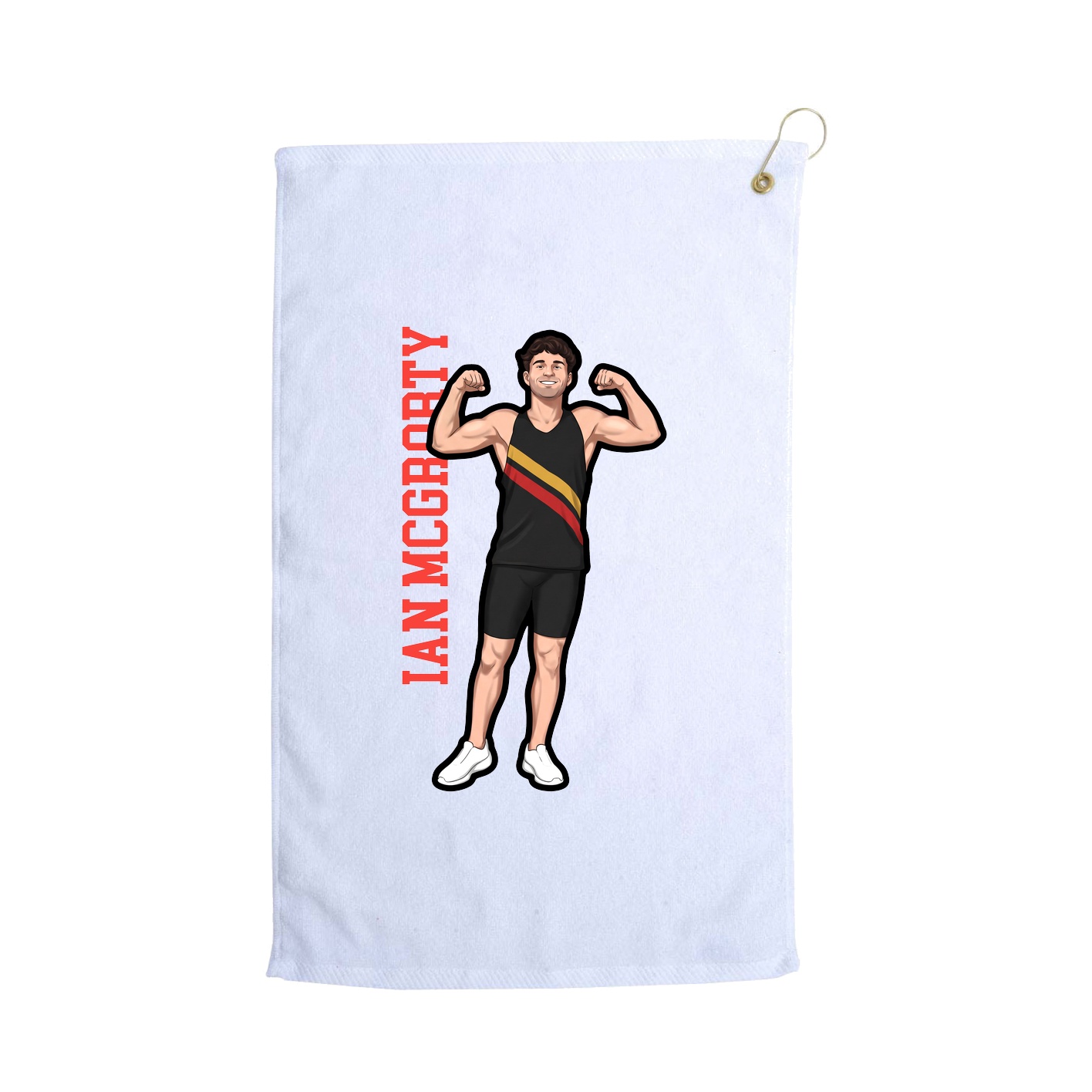 Golf Towel — Name Vertical in White