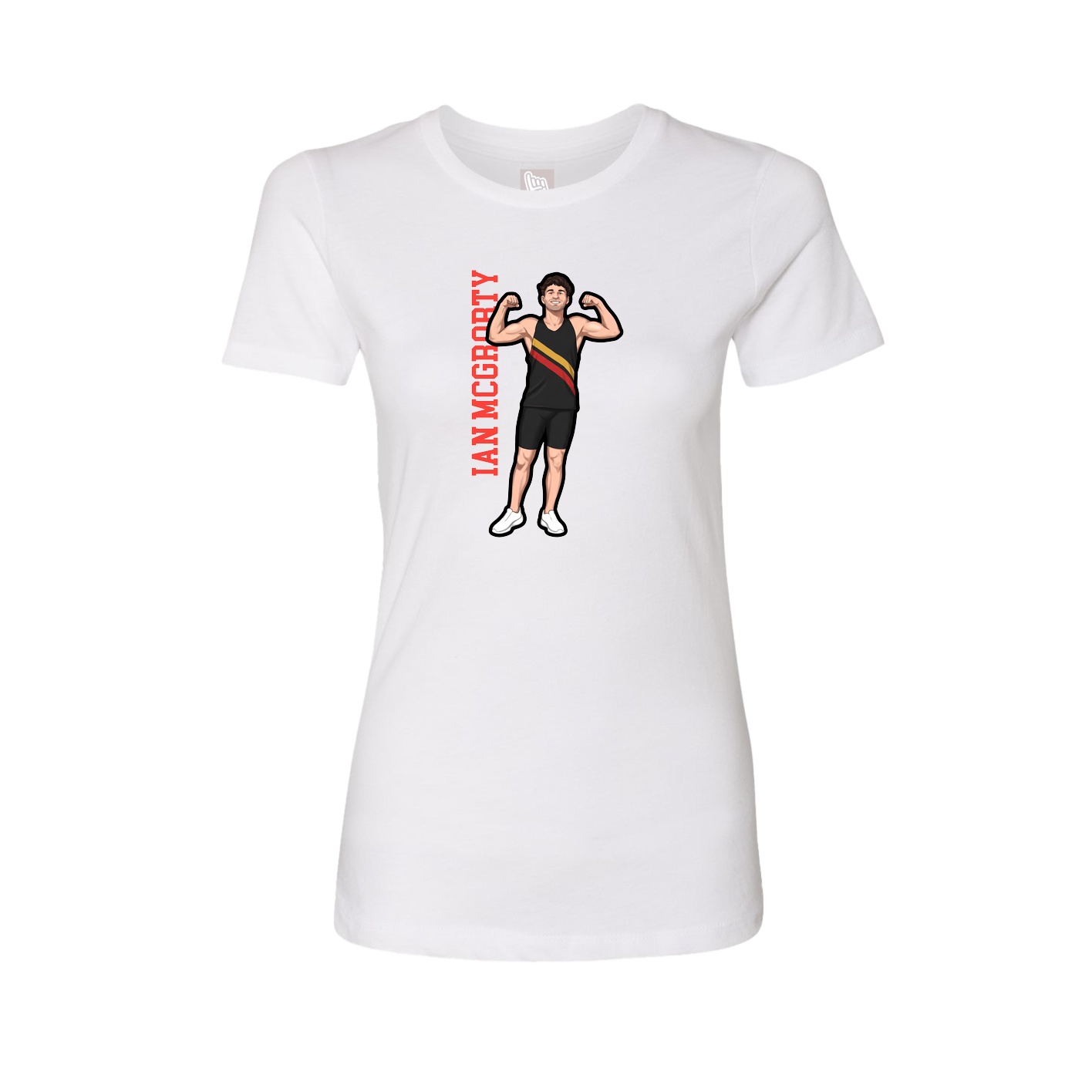 Fitted Women's Tee — Name Vertical in White