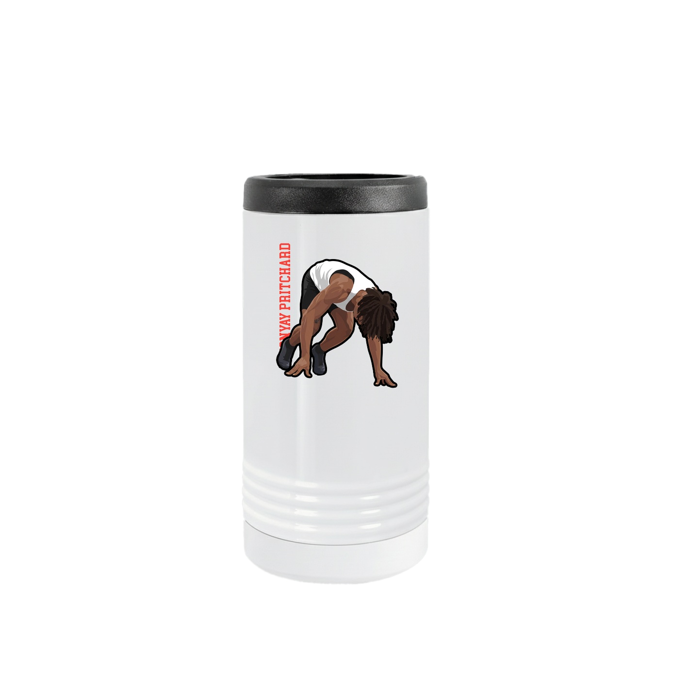 Slim Beverage Holder — Name Vertical in White