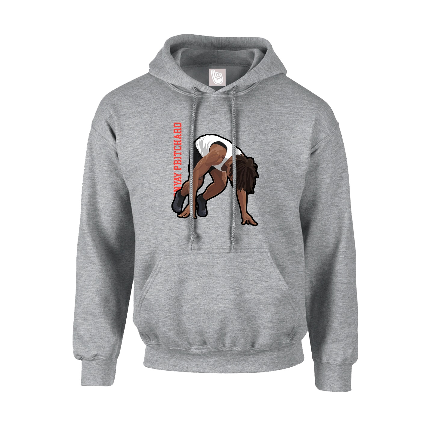 Hoodie — Name Vertical in Grey