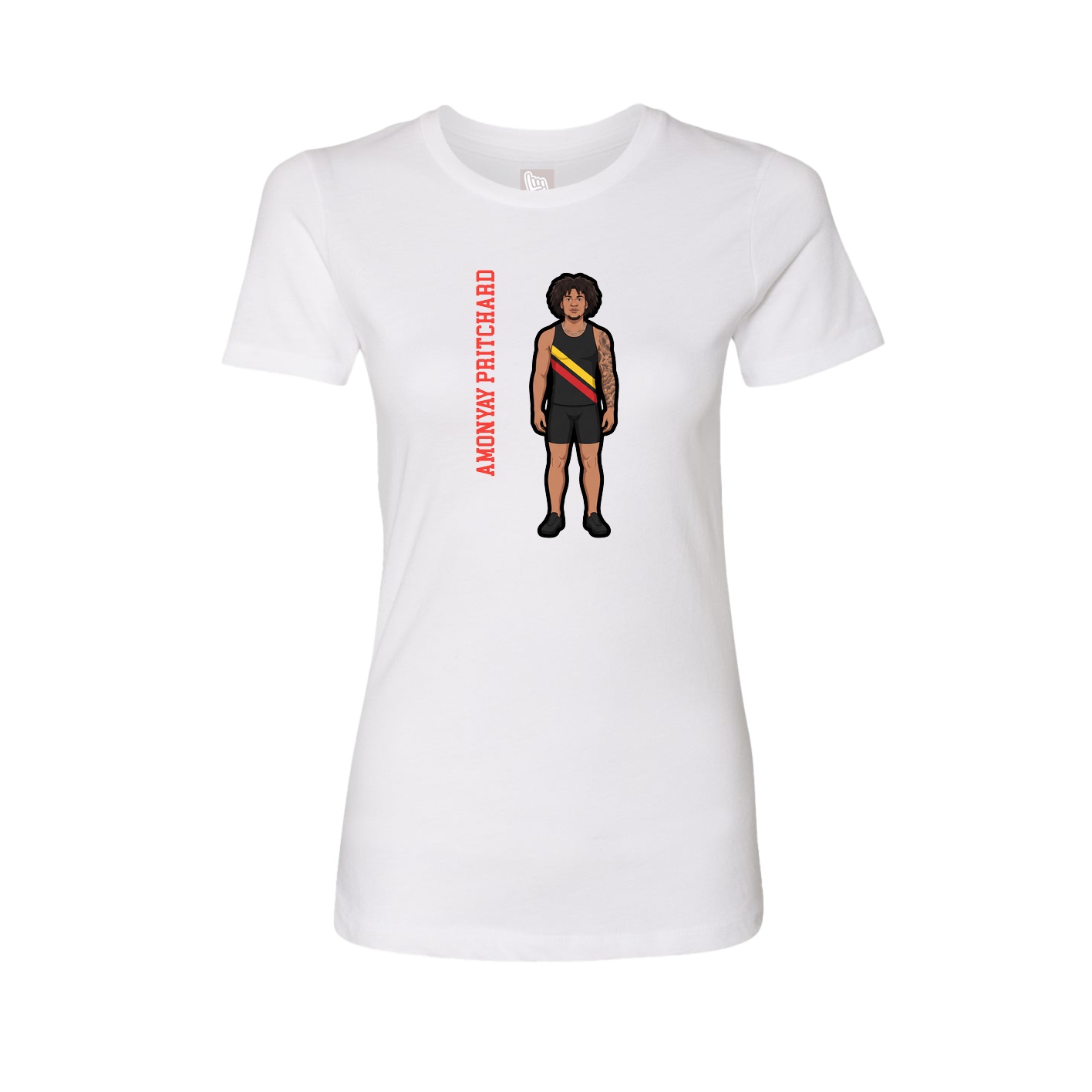 Womens Tee — Name Vertical in White