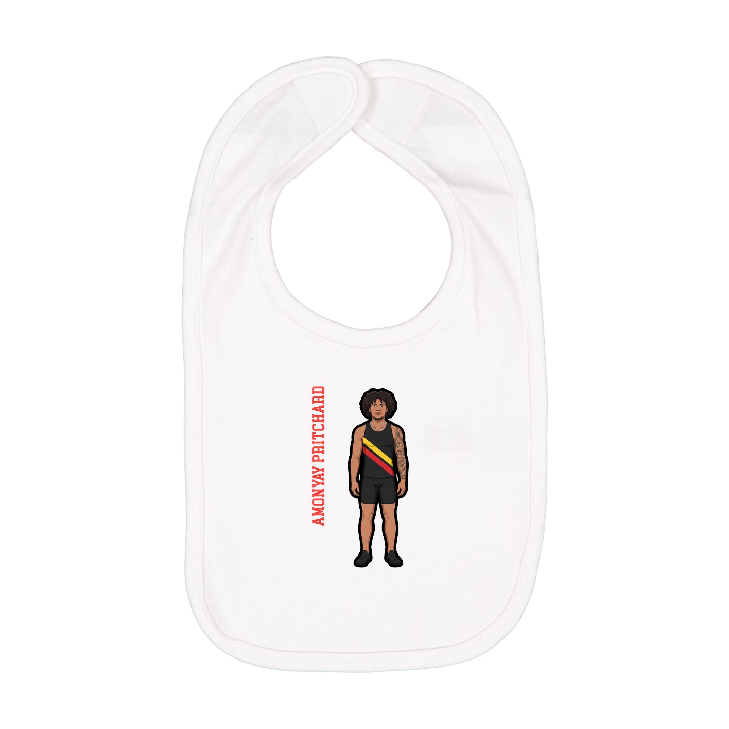 Infant Bib — Name Vertical in White
