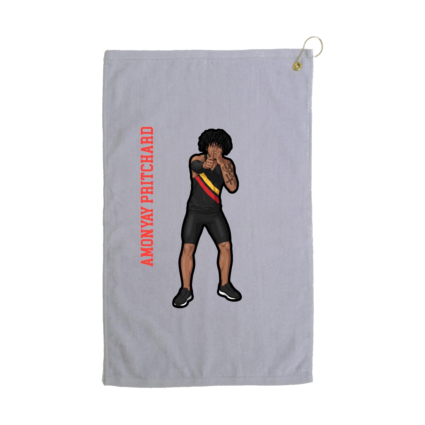 Golf Towel — Name Vertical in Grey
