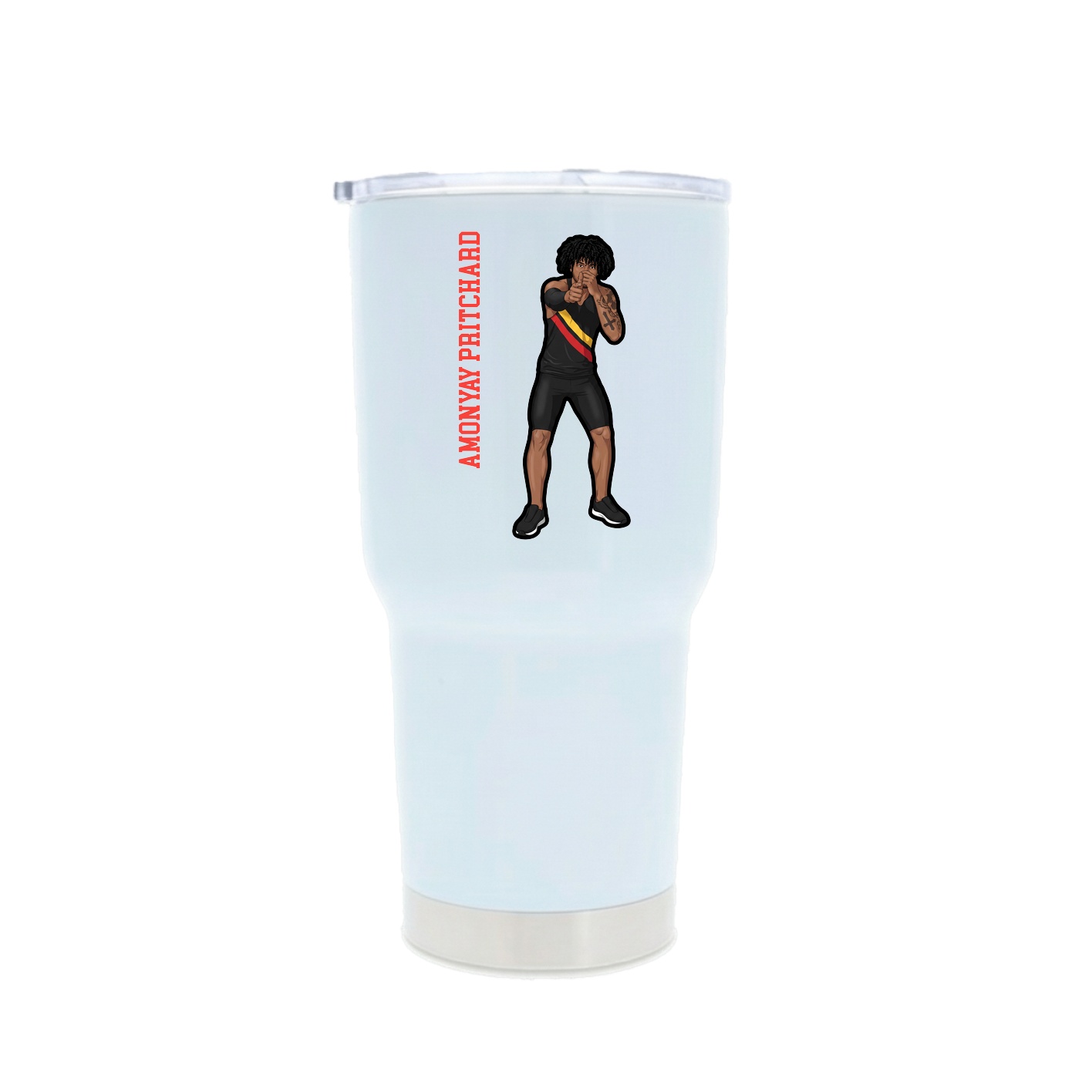 30oz Stainless Steel Tumbler — Name Vertical in White