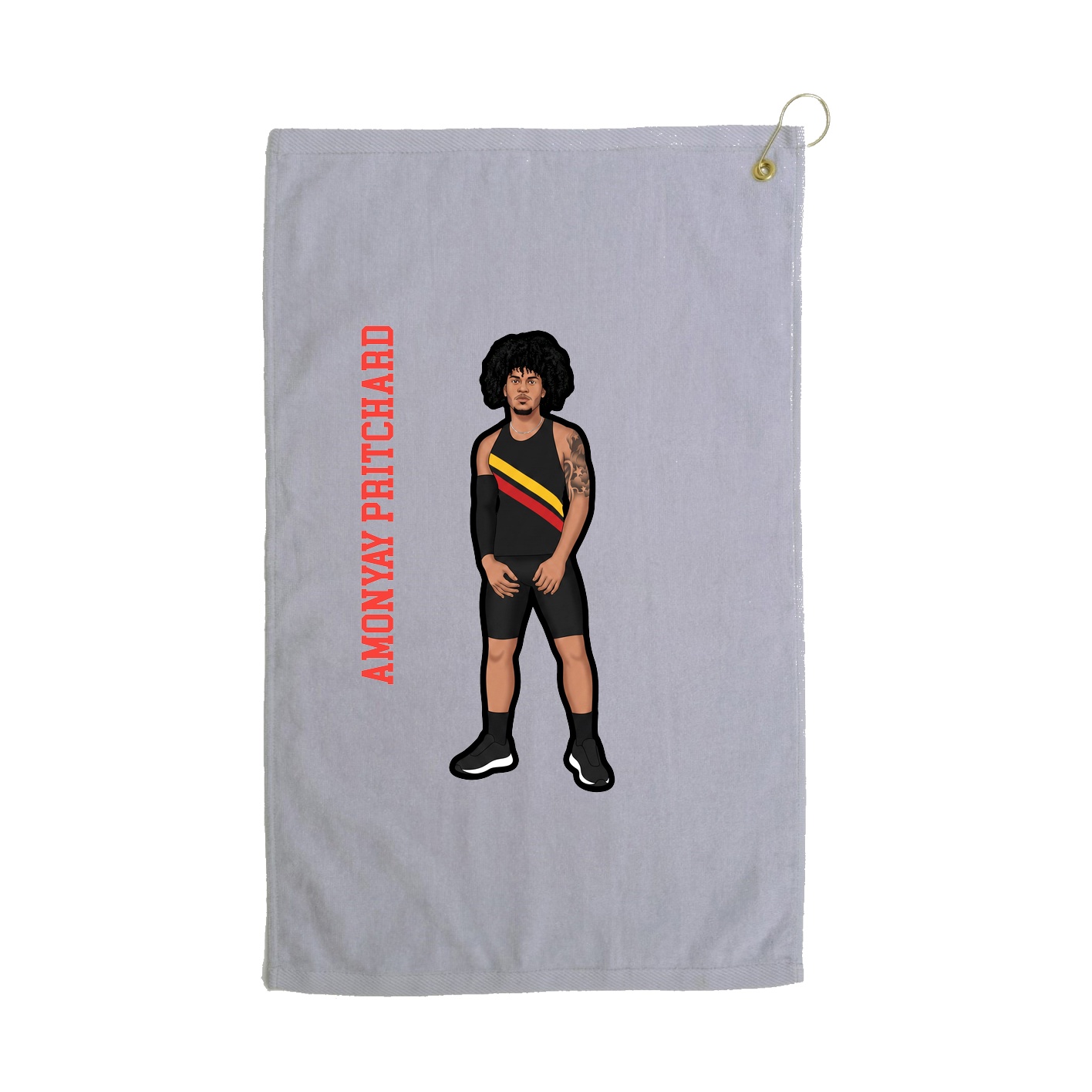 Golf Towel — Name Vertical in Grey