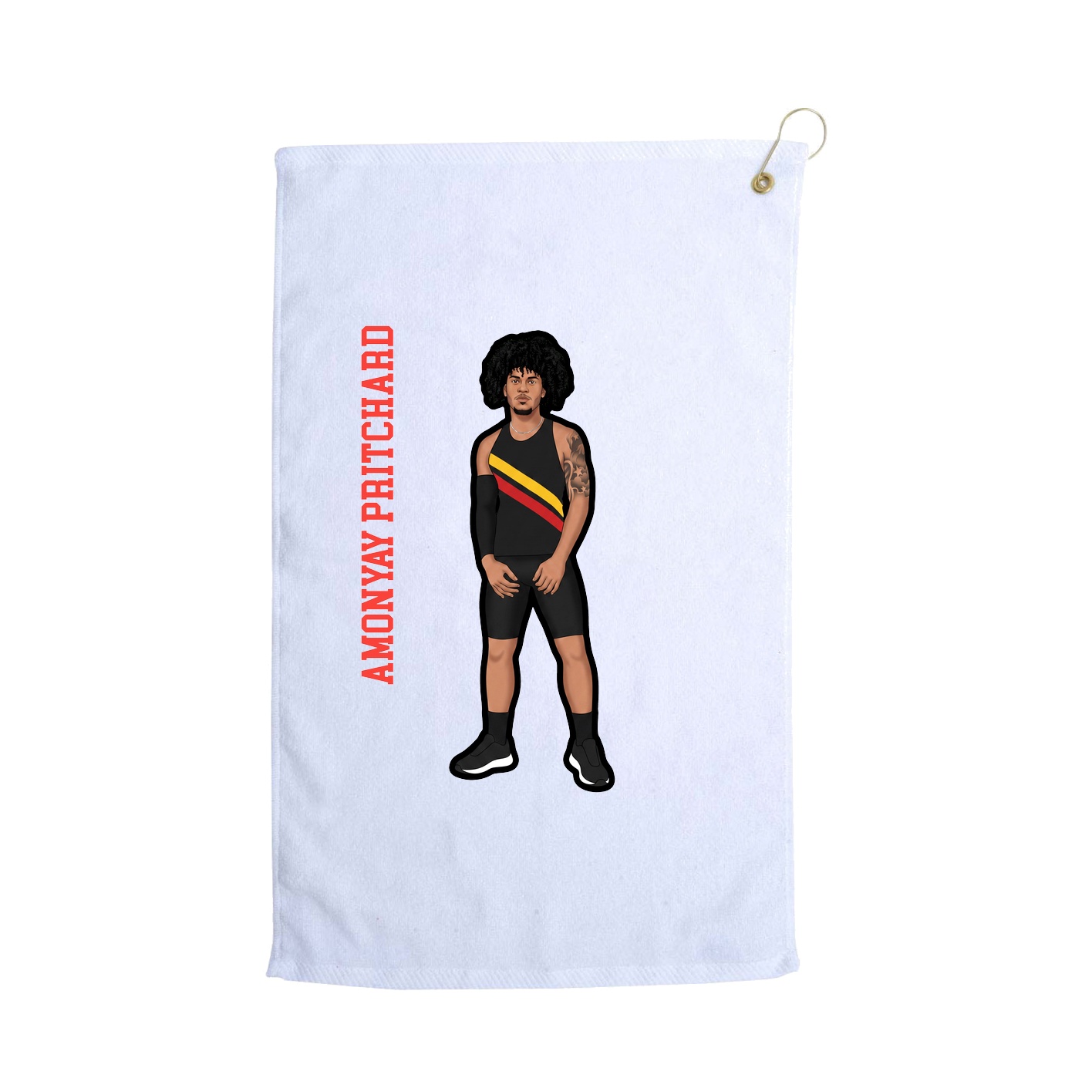Golf Towel — Name Vertical in White