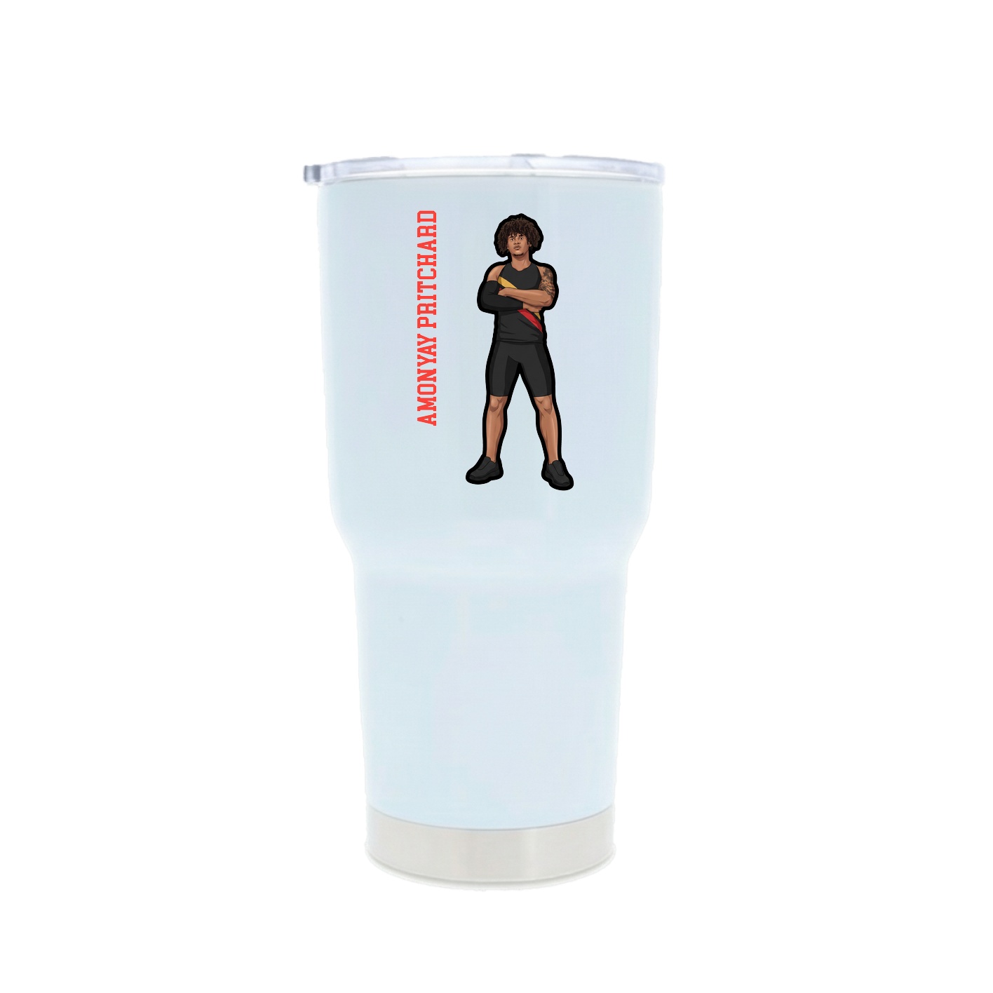 30oz Stainless Steel Tumbler — Name Vertical in White