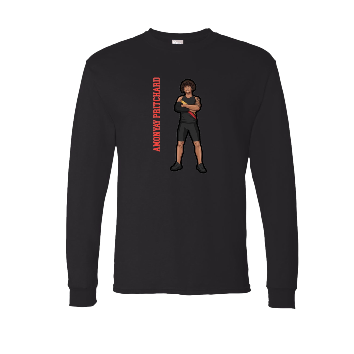 Long Sleeve Tee — Name Vertical in Black