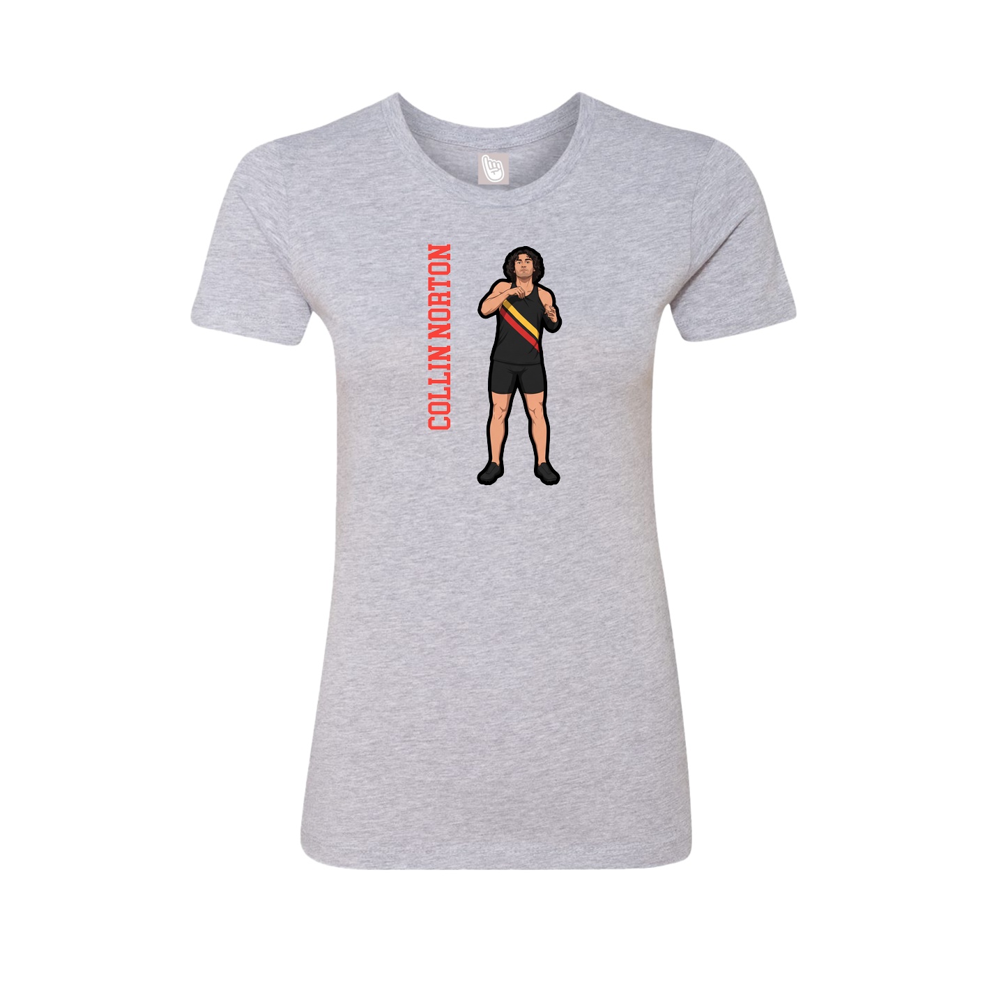 Fitted Women's Tee — Name Vertical in Grey