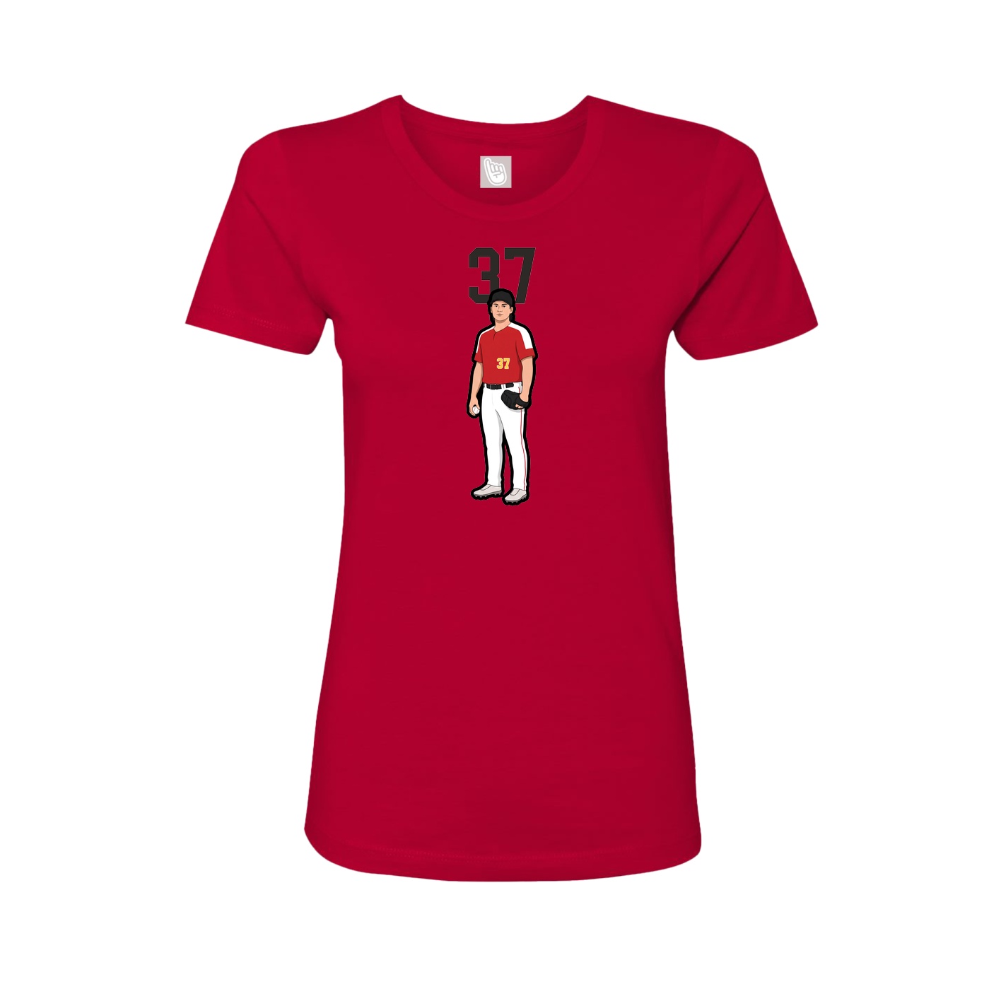 Fitted Women's Tee — Number Top in Red