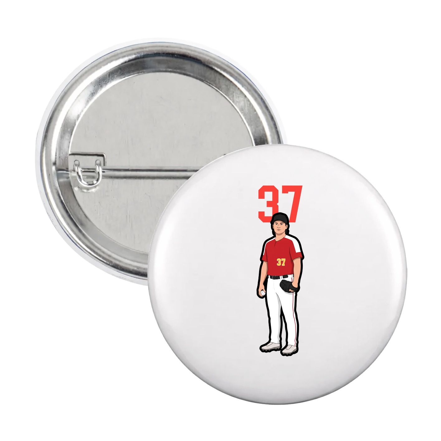 Game Day Button — Number Top in White