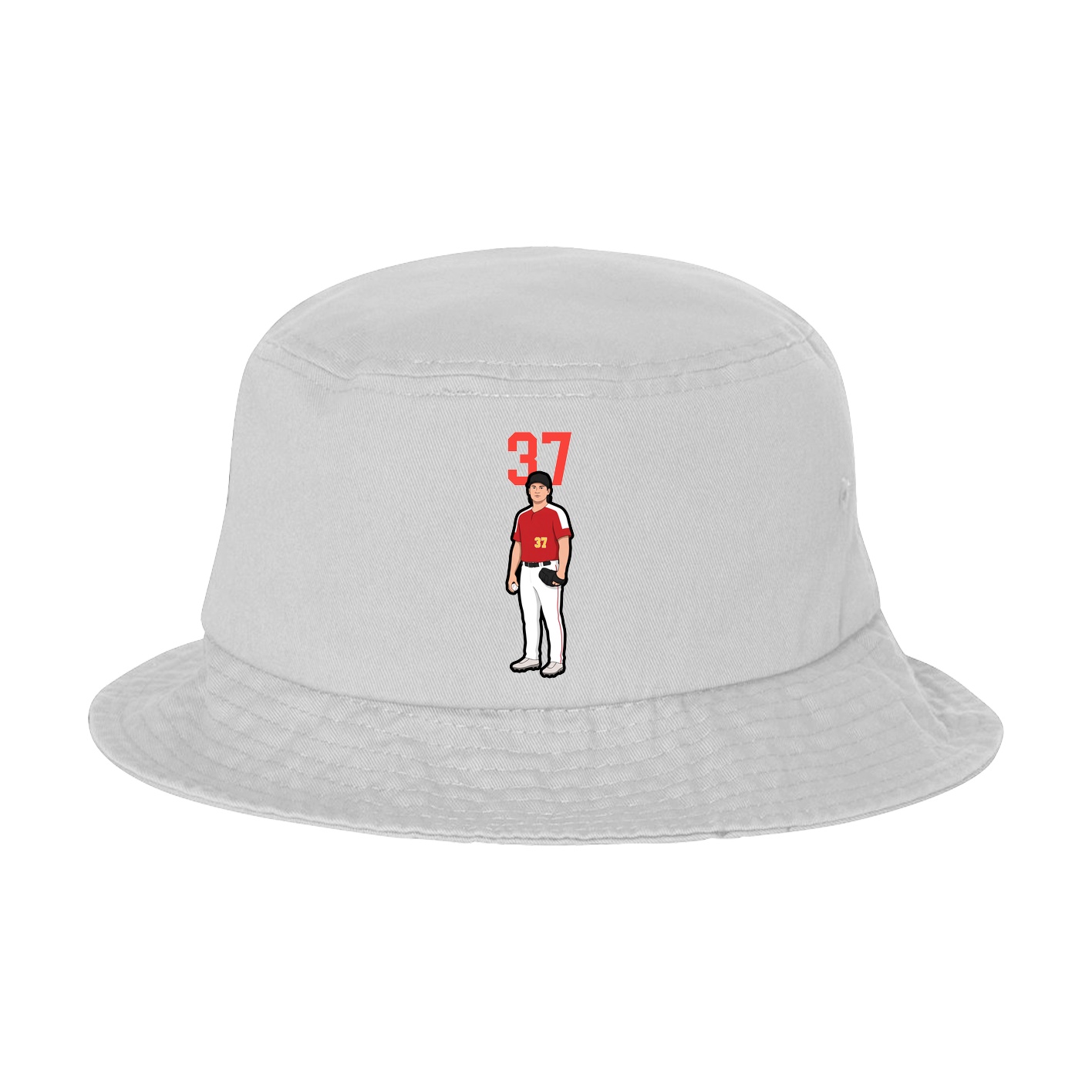 Bucket Cap — Number Top in White