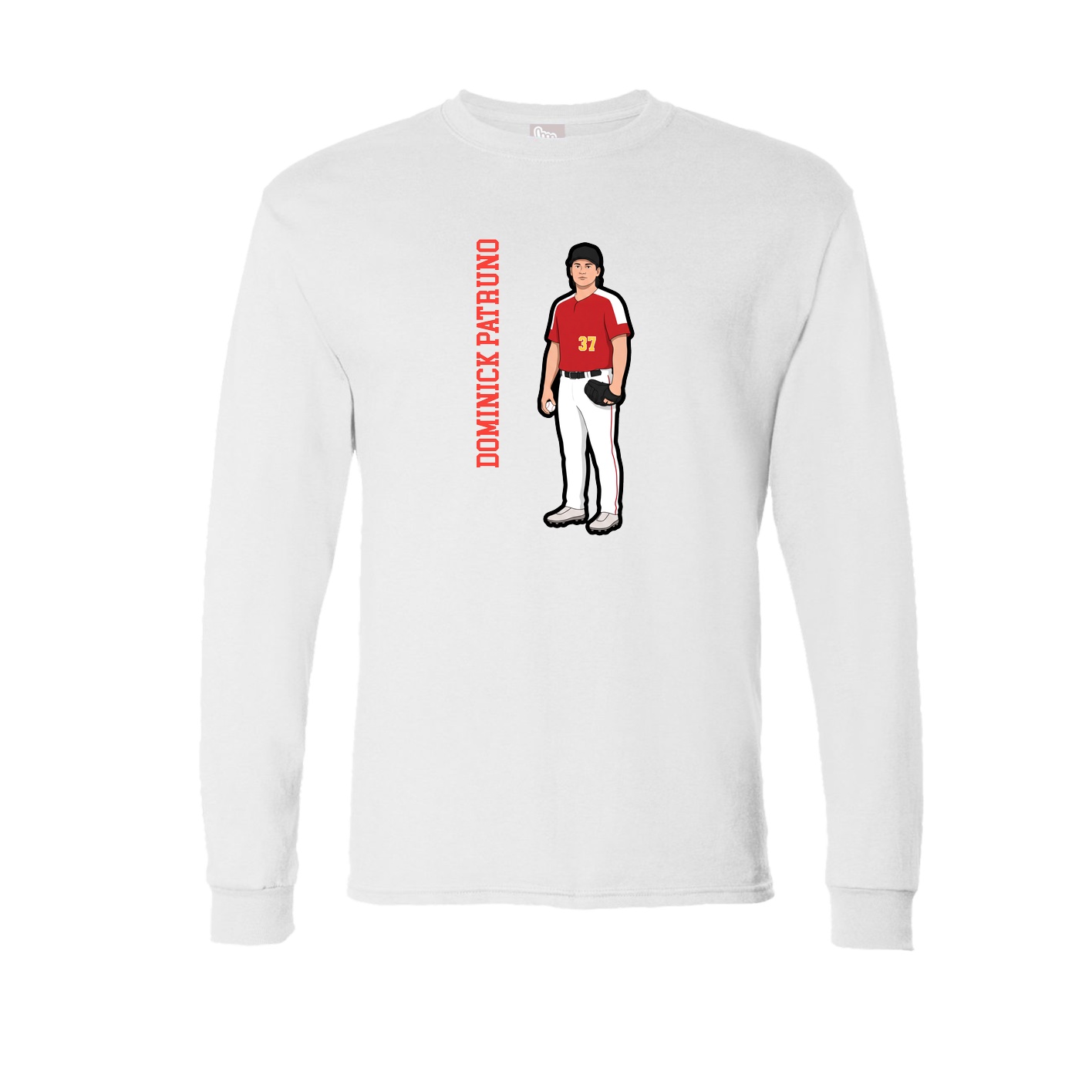 Long Sleeve Tee — Name Vertical in White