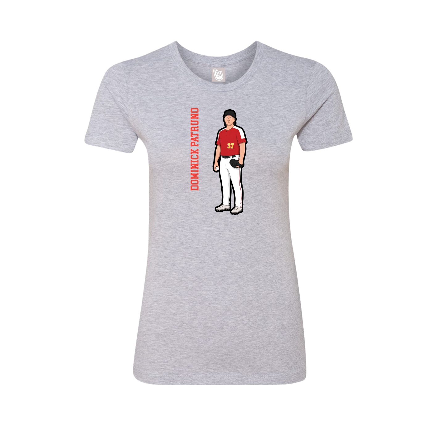 Fitted Women's Tee — Name Vertical in Grey