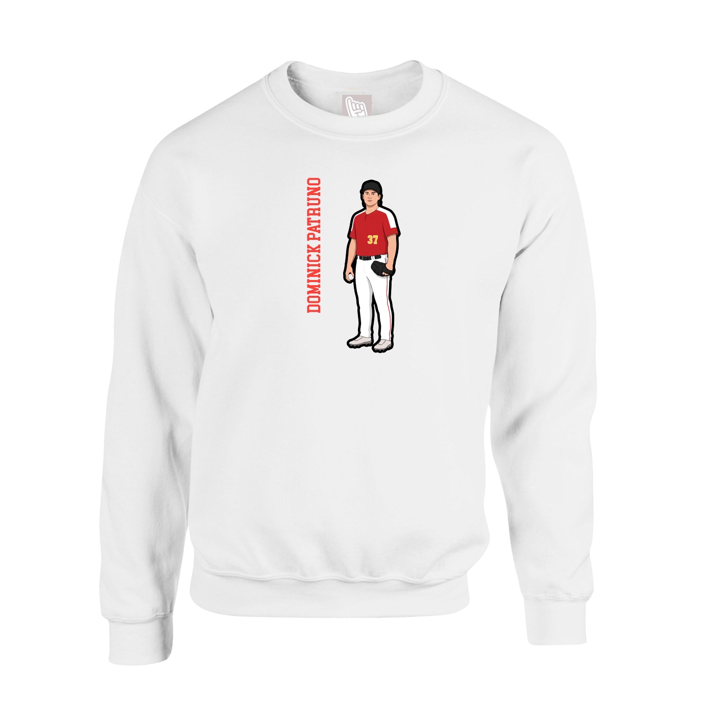 Fleece Crew — Name Vertical in White