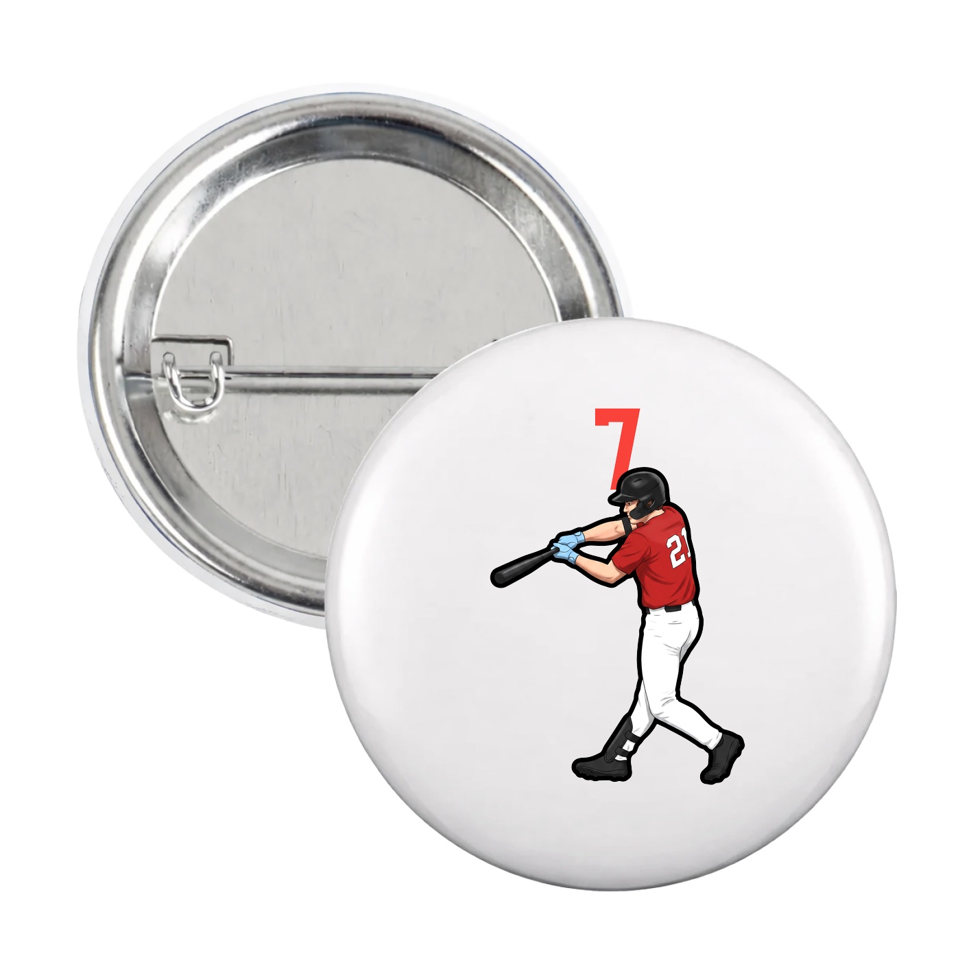 Game Day Button — Number Top in White