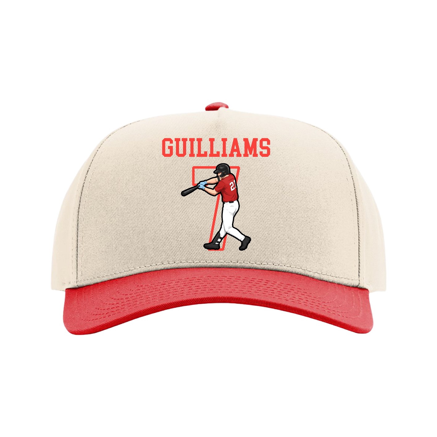 Full Fabric Five-Panel Champ Cap — Shirsey in Cream/Red