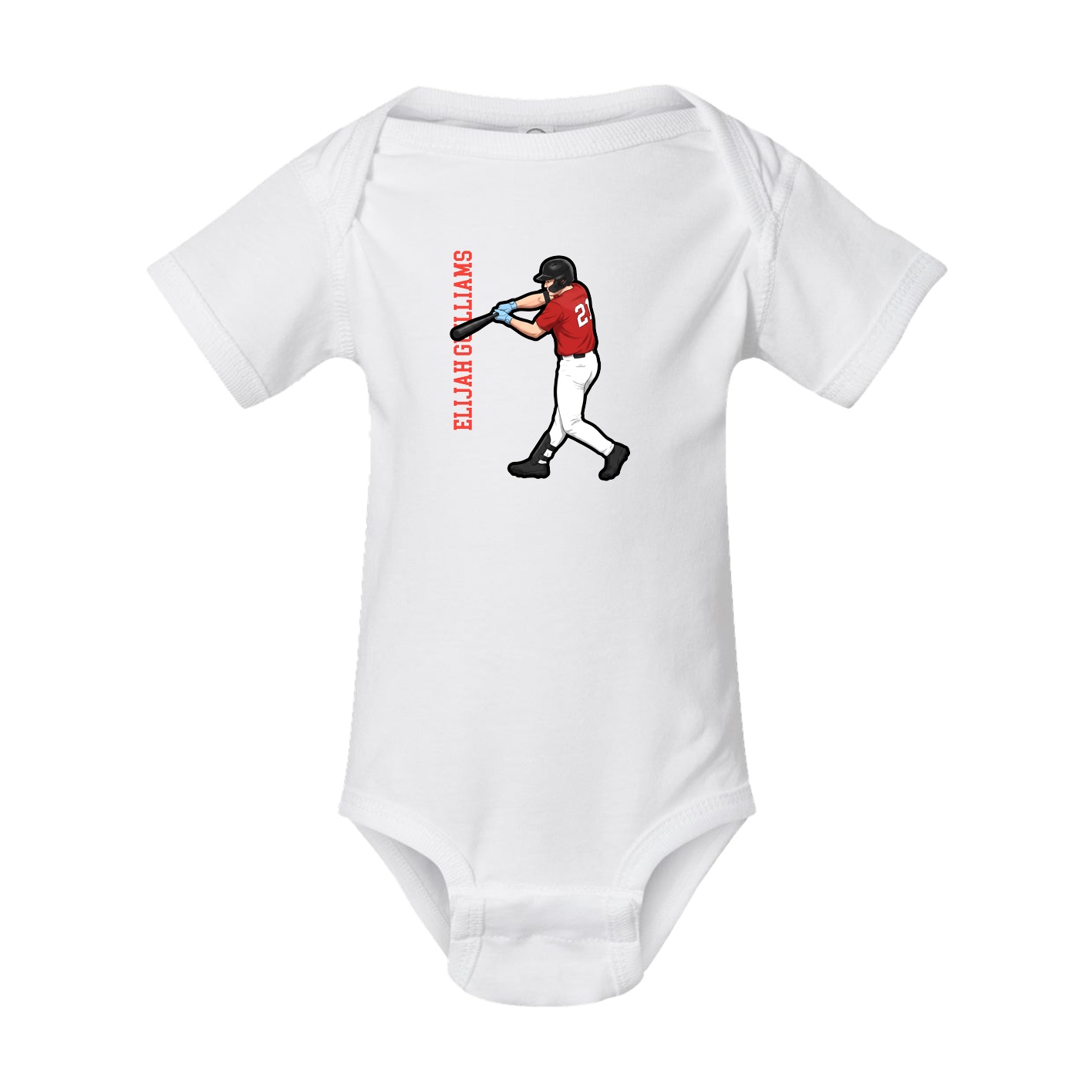 Baby Onesie — Name Vertical in White