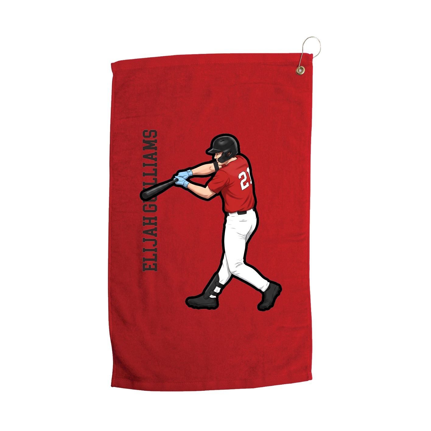 Golf Towel — Name Vertical in Red