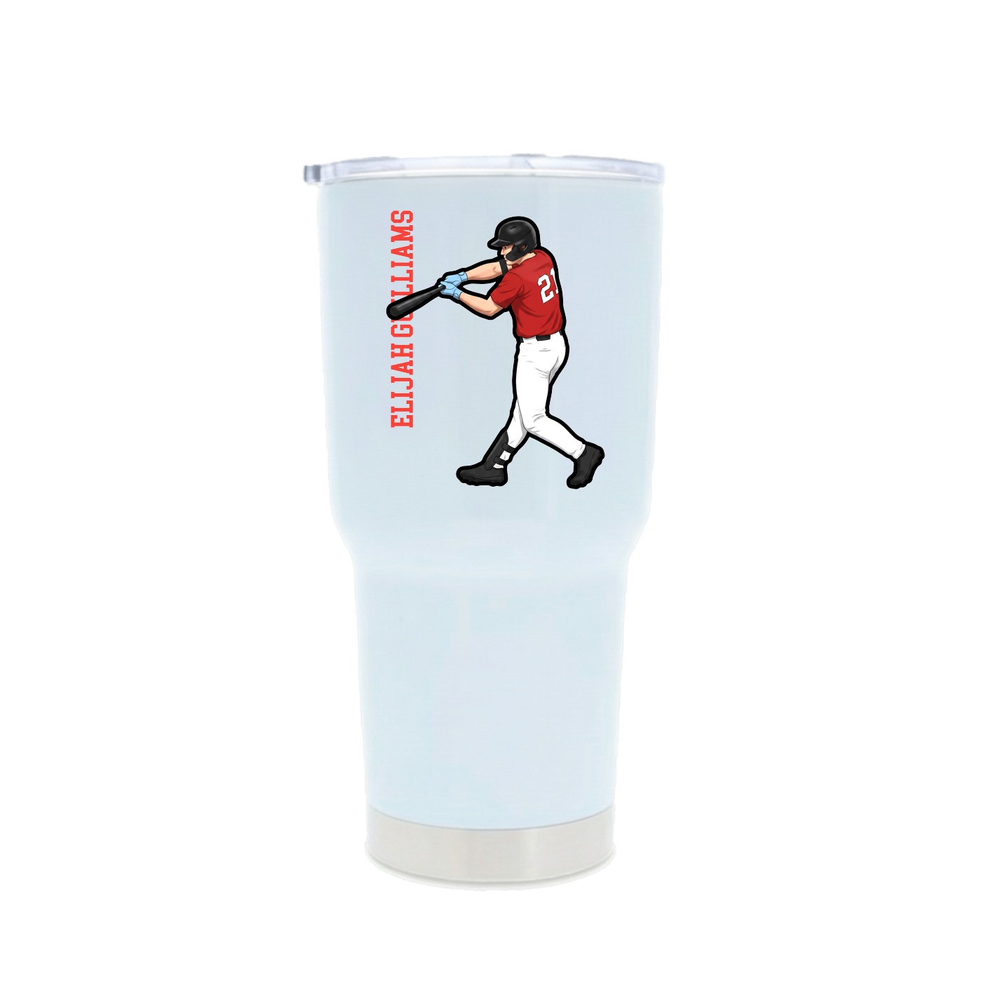 30oz Stainless Steel Tumbler — Name Vertical in White