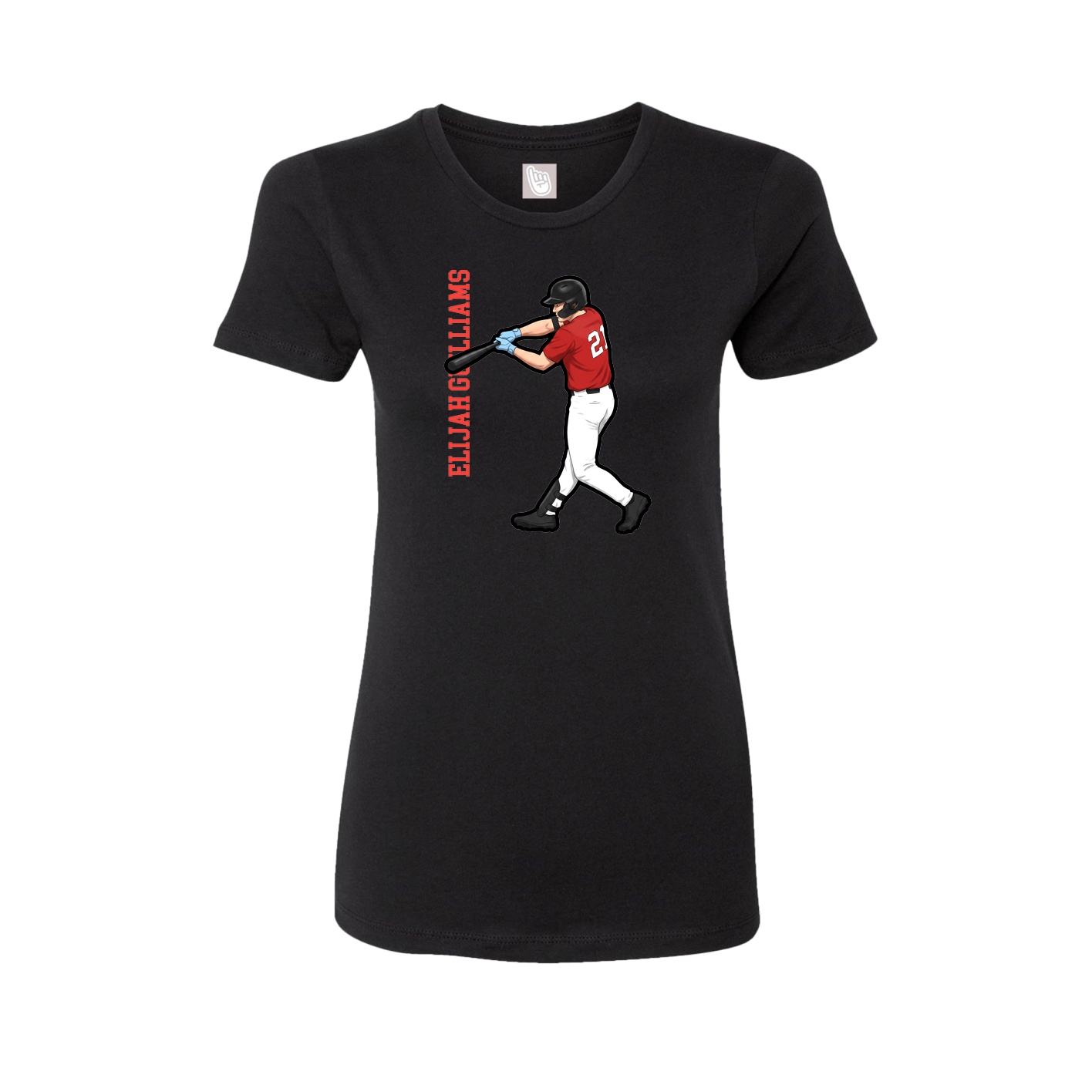 Fitted Women's Tee — Name Vertical in Black