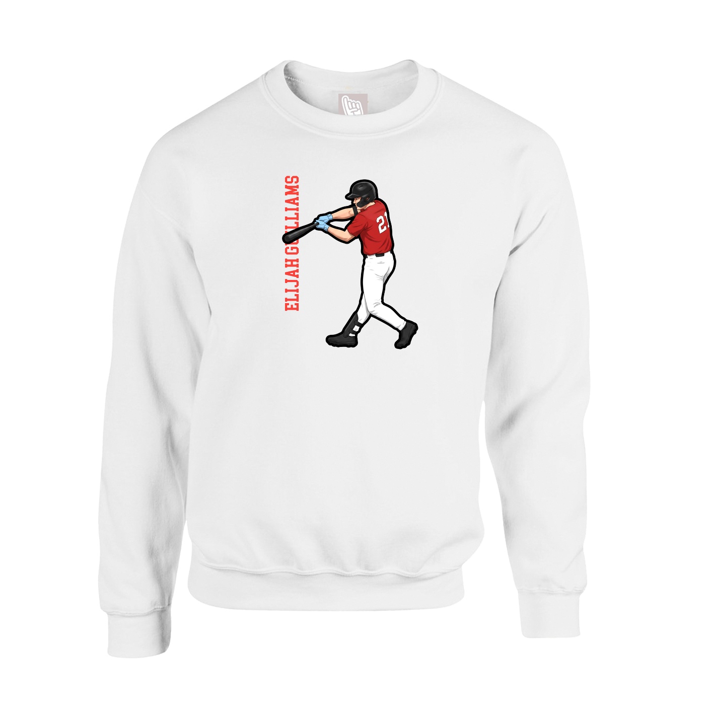 Fleece Crew — Name Vertical in White