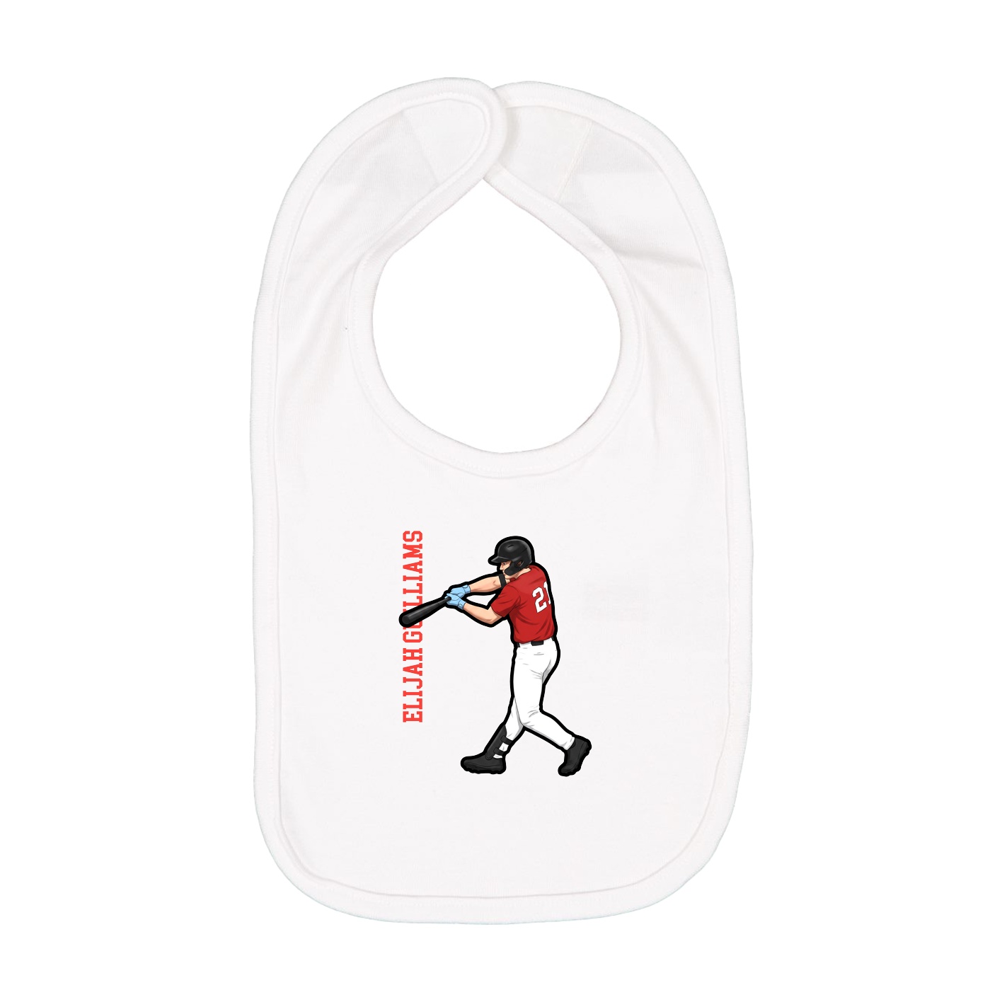 Infant Bib — Name Vertical in White