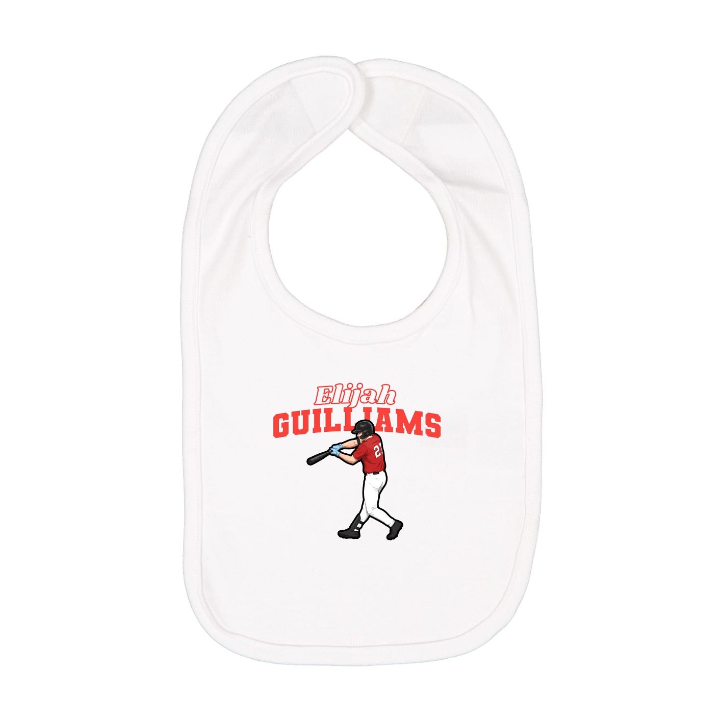 Infant Bib — Name Arch in White