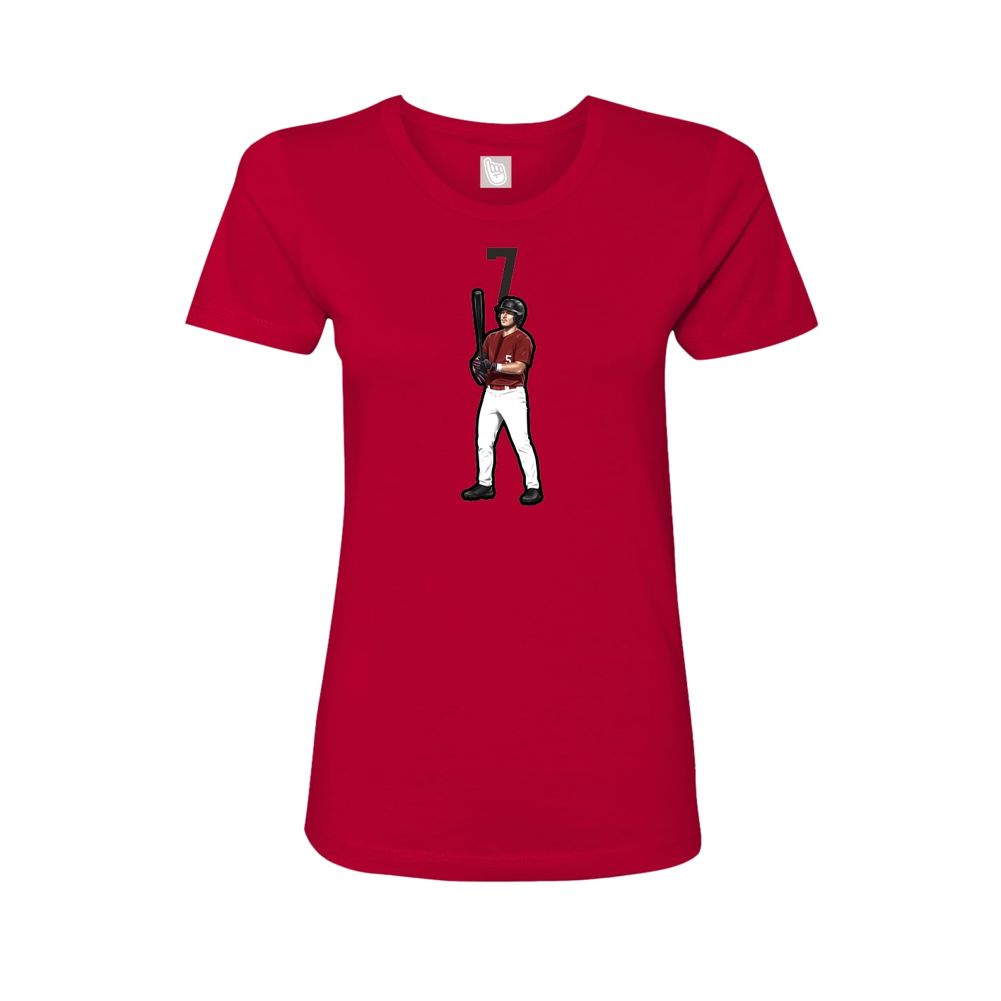 Fitted Women's Tee — Number Top in Red