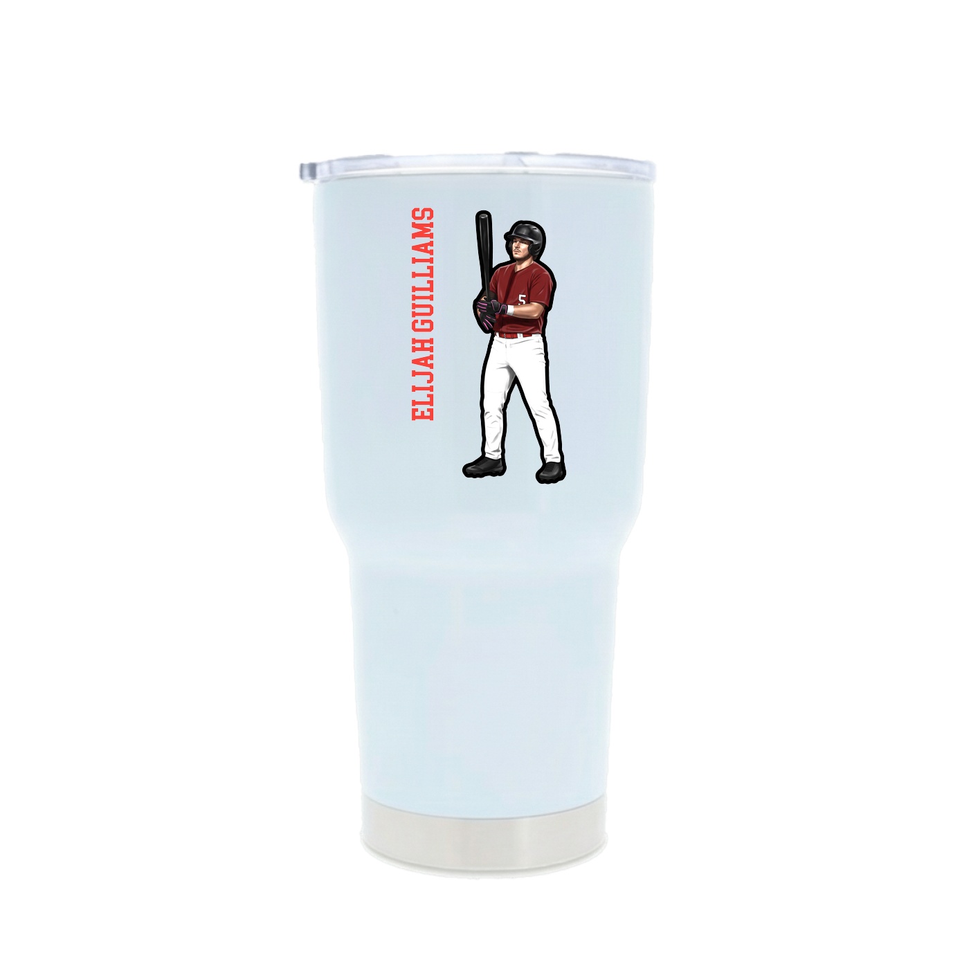 30oz Stainless Steel Tumbler — Name Vertical in White