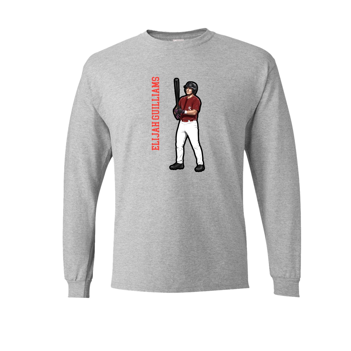 Long Sleeve Tee — Name Vertical in Grey