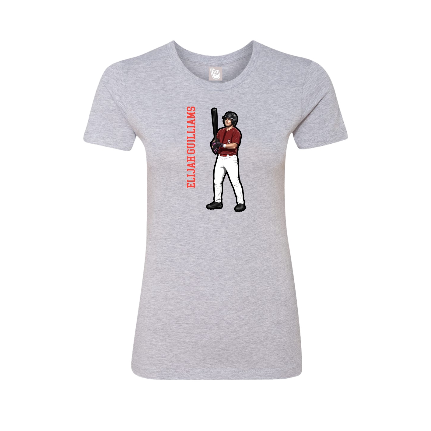 Fitted Women's Tee — Name Vertical in Grey